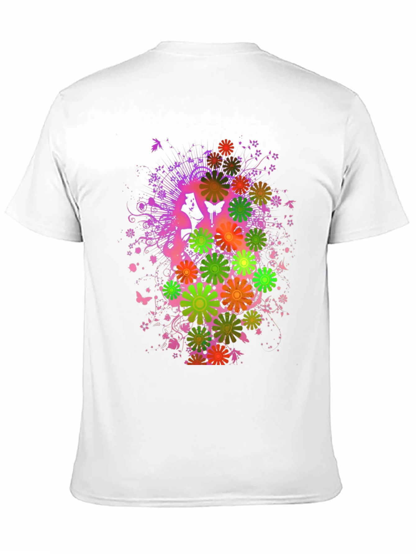 Floral Butterfly Graphic Tee - Black Cotton Blend