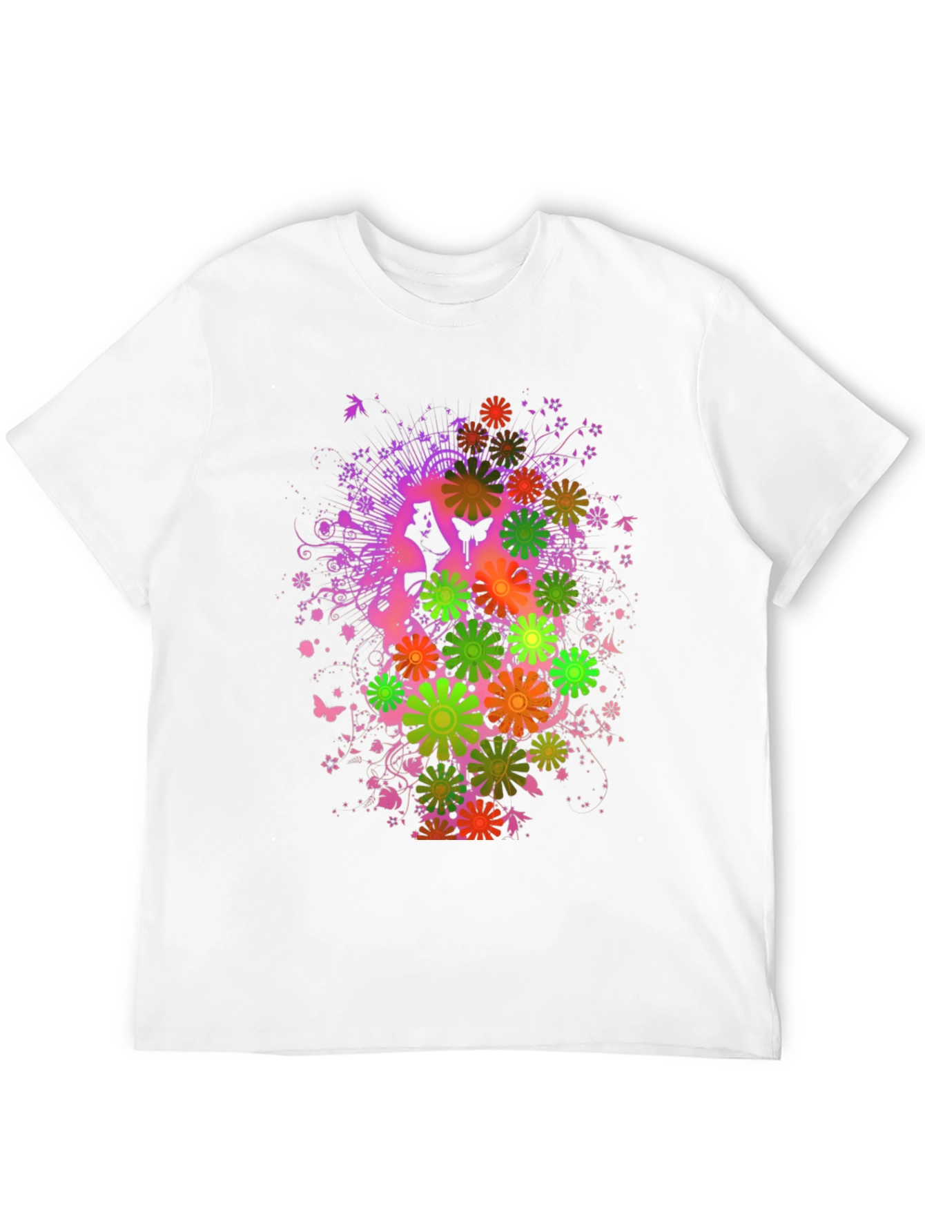 Floral Butterfly Graphic Tee - Black Cotton Blend