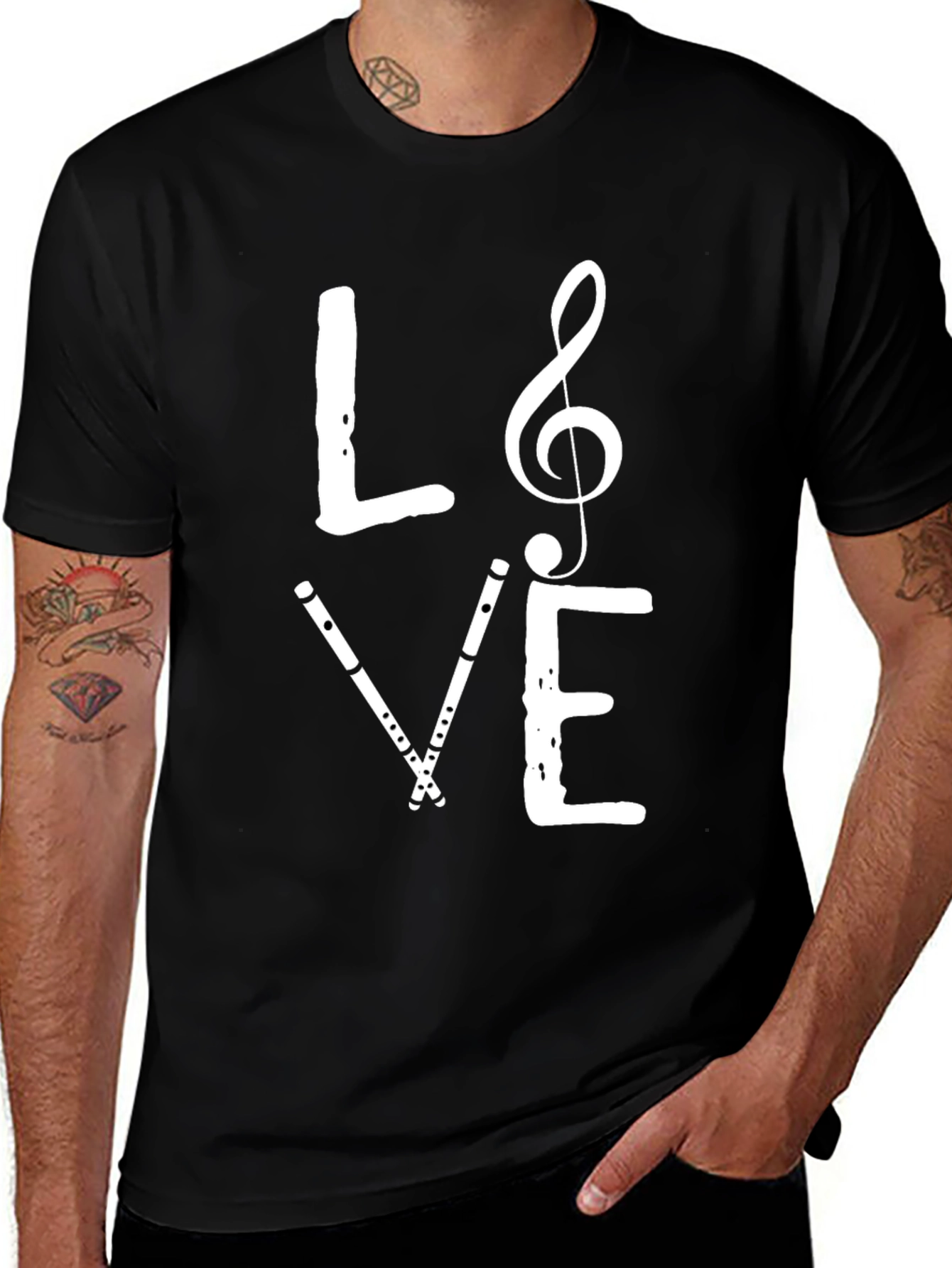 Music Love T-Shirt: Treble Clef & Flute Graphic Tee