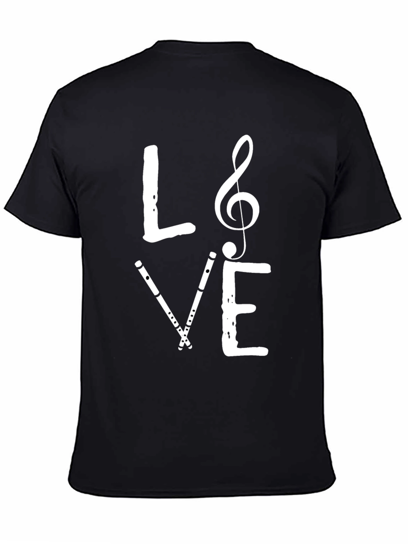Music Love T-Shirt: Treble Clef & Flute Graphic Tee
