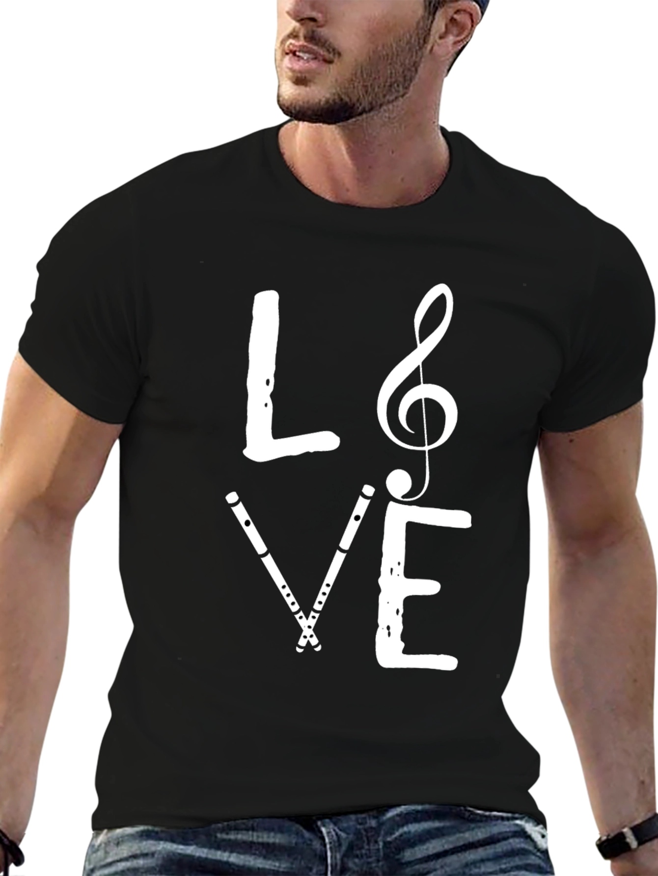 Music Love T-Shirt: Treble Clef & Flute Graphic Tee