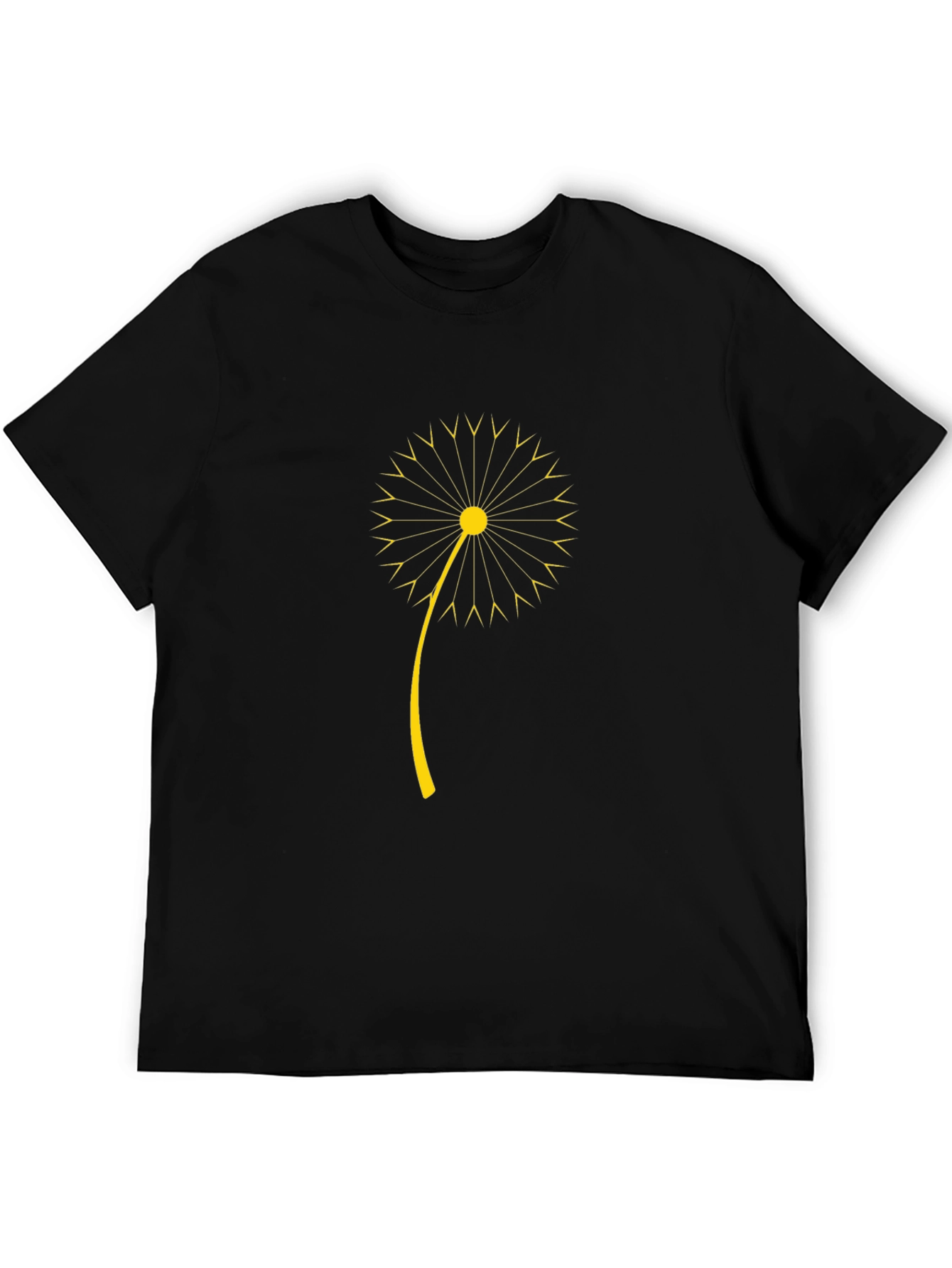 Black T-Shirt with Dandelion Graphic