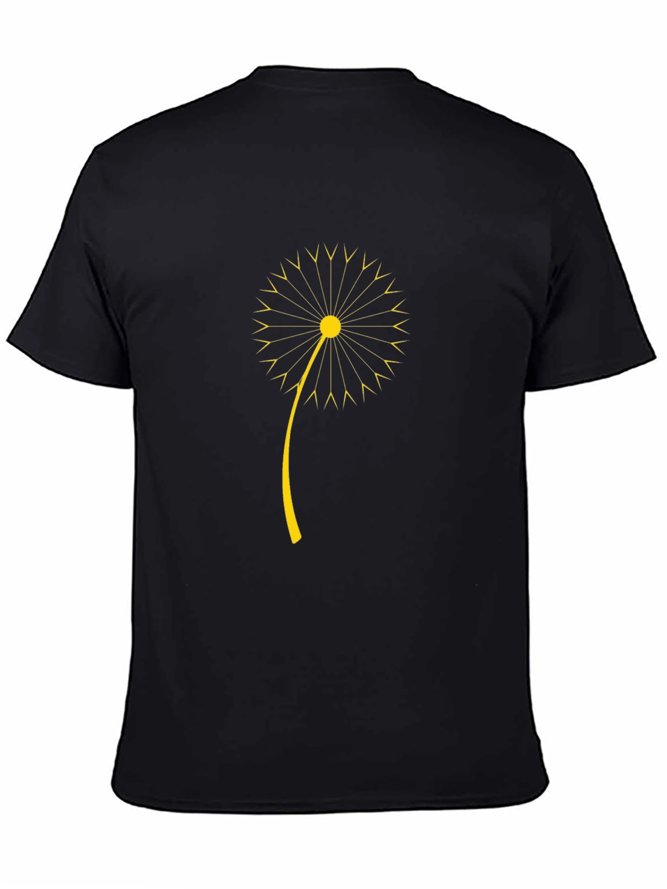 Black T-Shirt with Dandelion Graphic