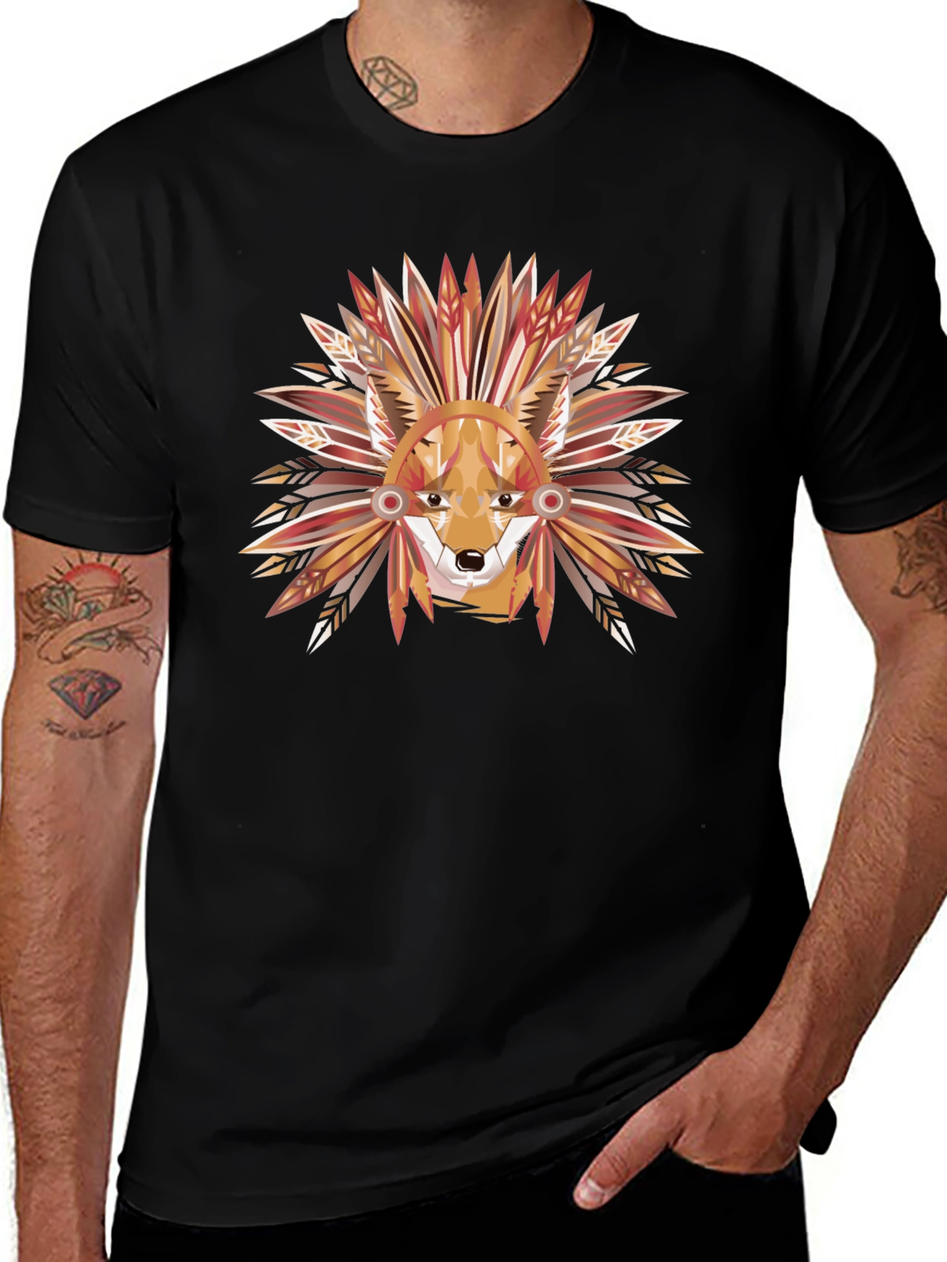 Geometric Fox Headdress Graphic Tee