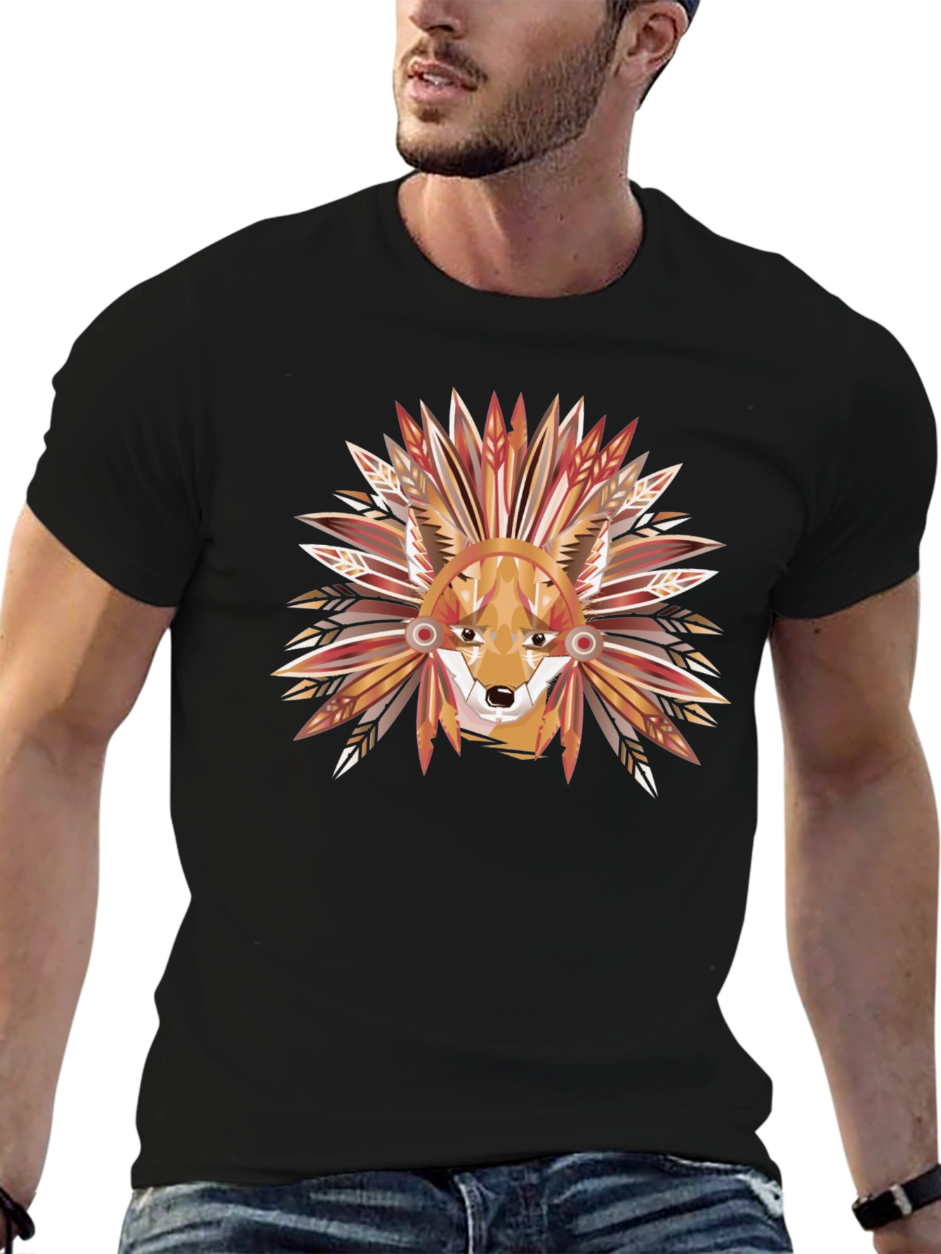 Geometric Fox Headdress Graphic Tee