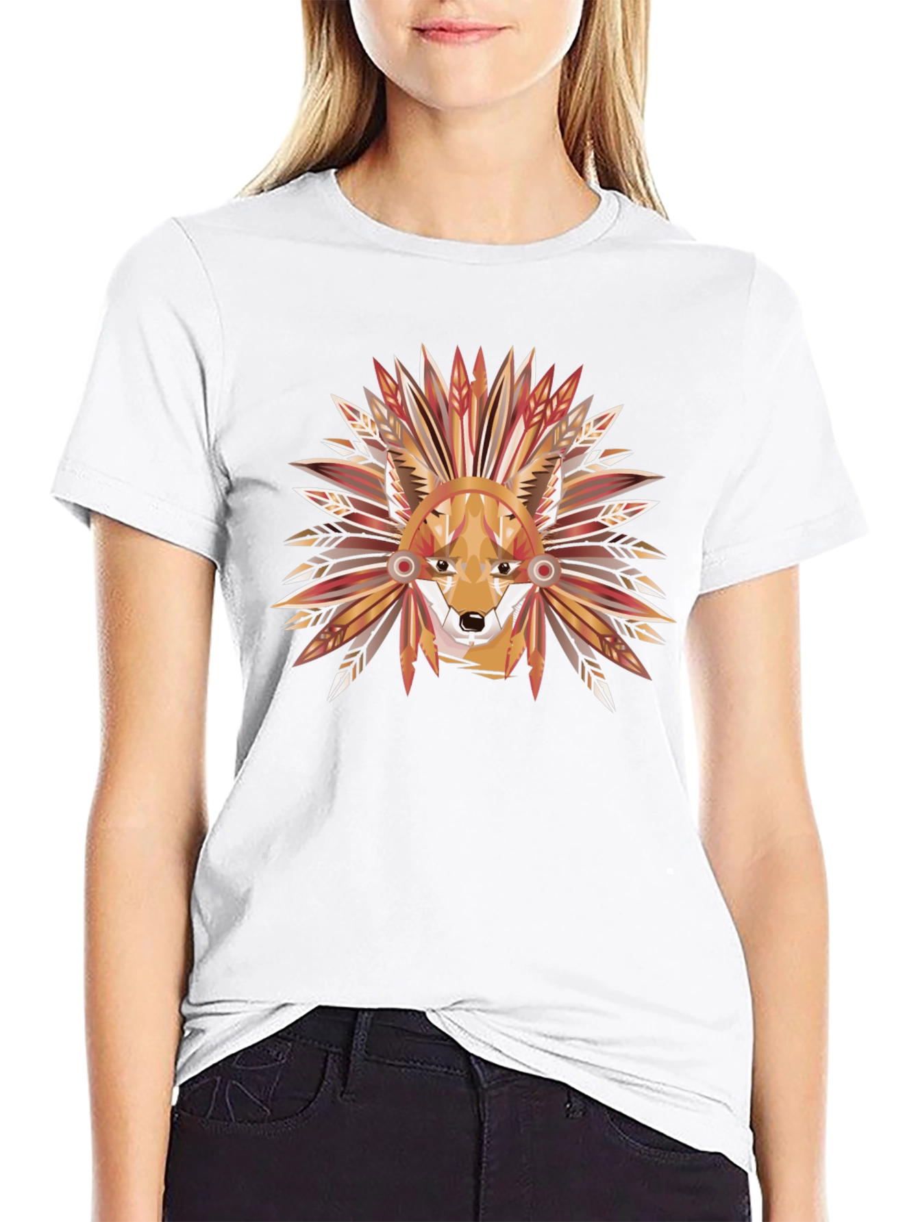 Geometric Fox Headdress Graphic Tee