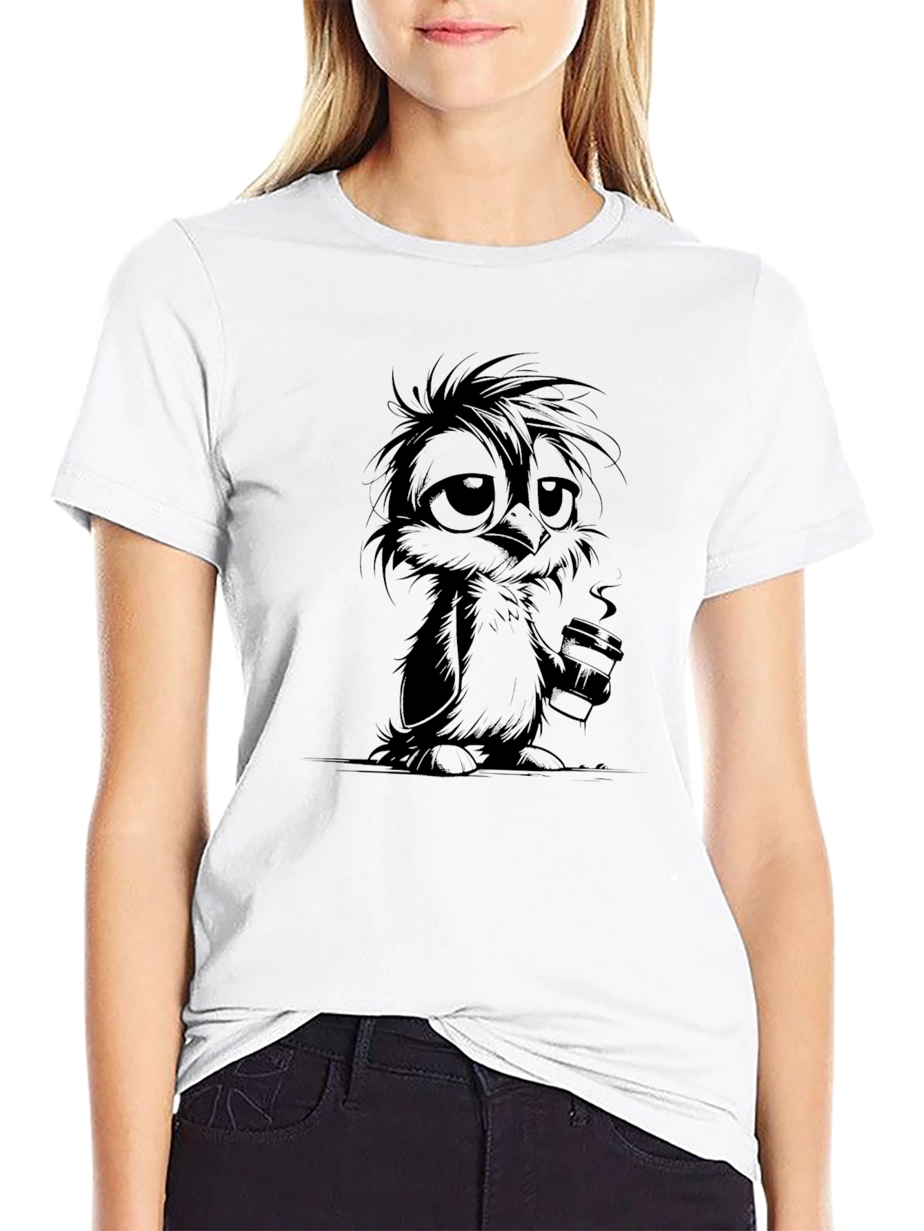 Coffee Owl Graphic T-Shirt - Soft Cotton Blend