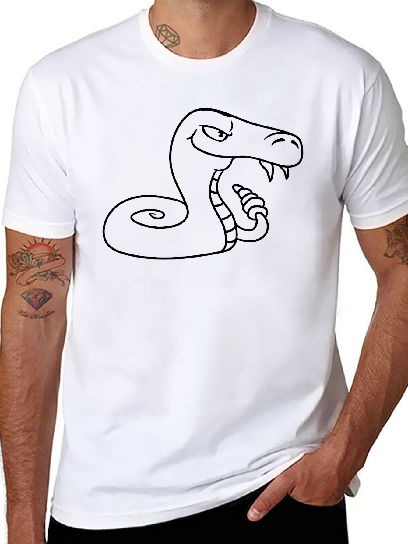 Snake Cartoon Graphic Tee - Black