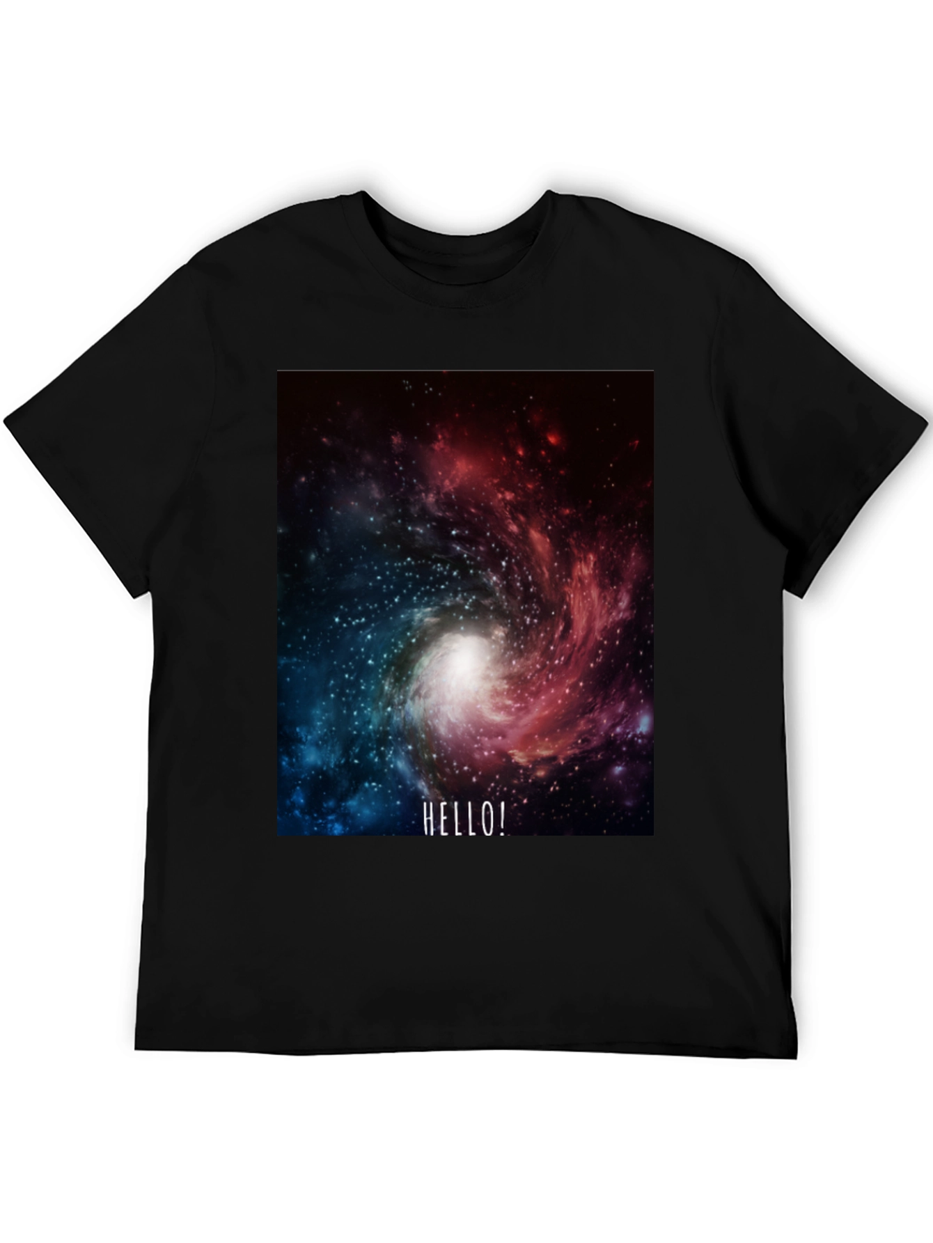 Galaxy Hello! Black Graphic T-Shirt