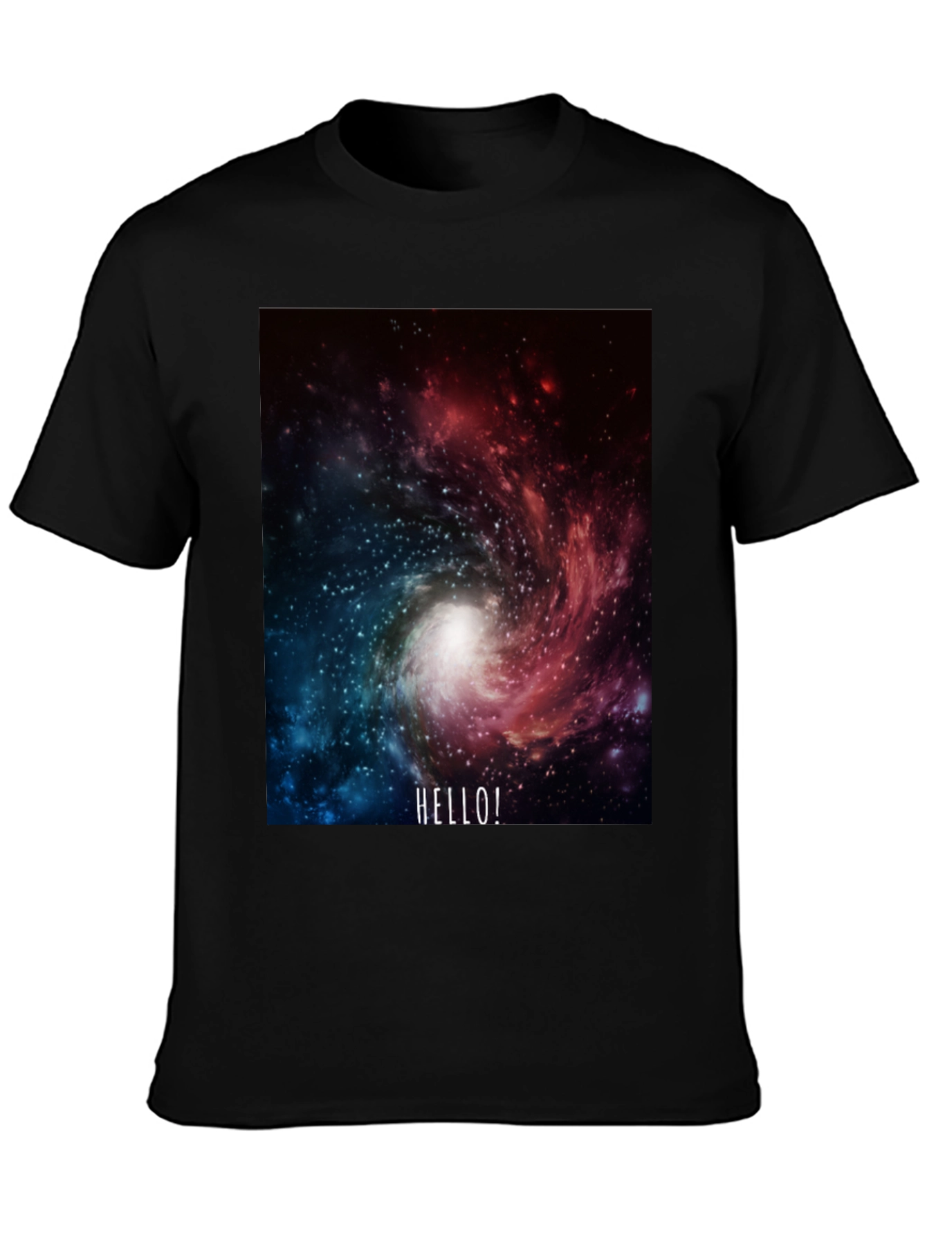 Galaxy Hello! Black Graphic T-Shirt