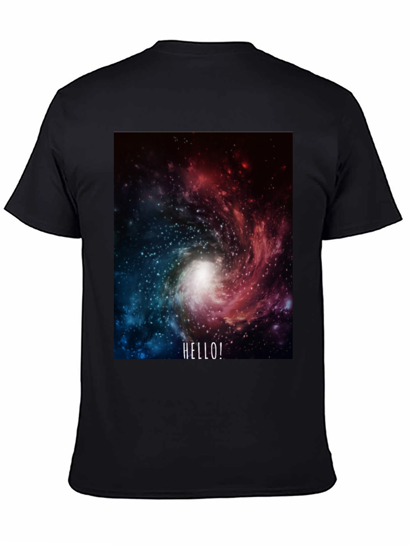 Galaxy Hello! Black Graphic T-Shirt