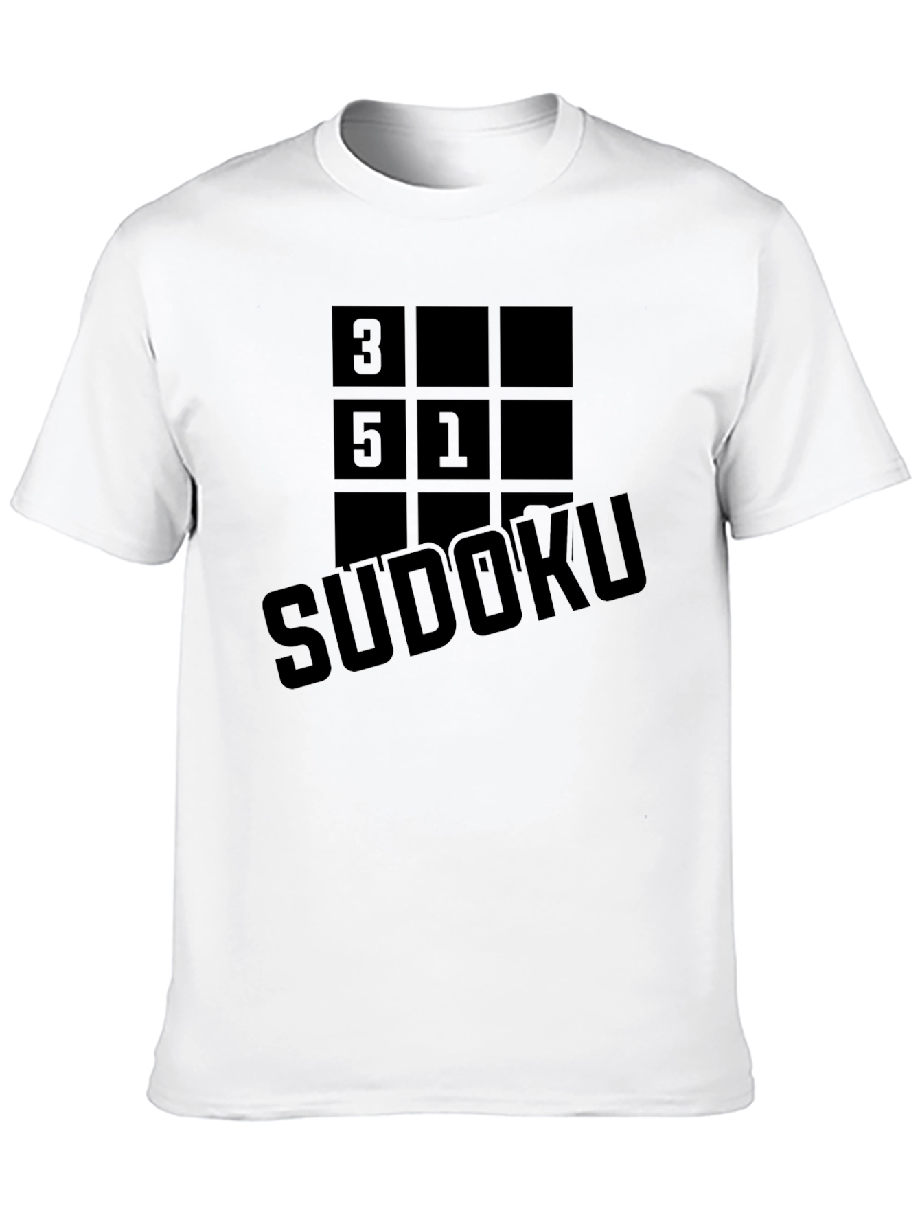 Sudoku Puzzle Graphic T-Shirt - Mens Black Casual Tee