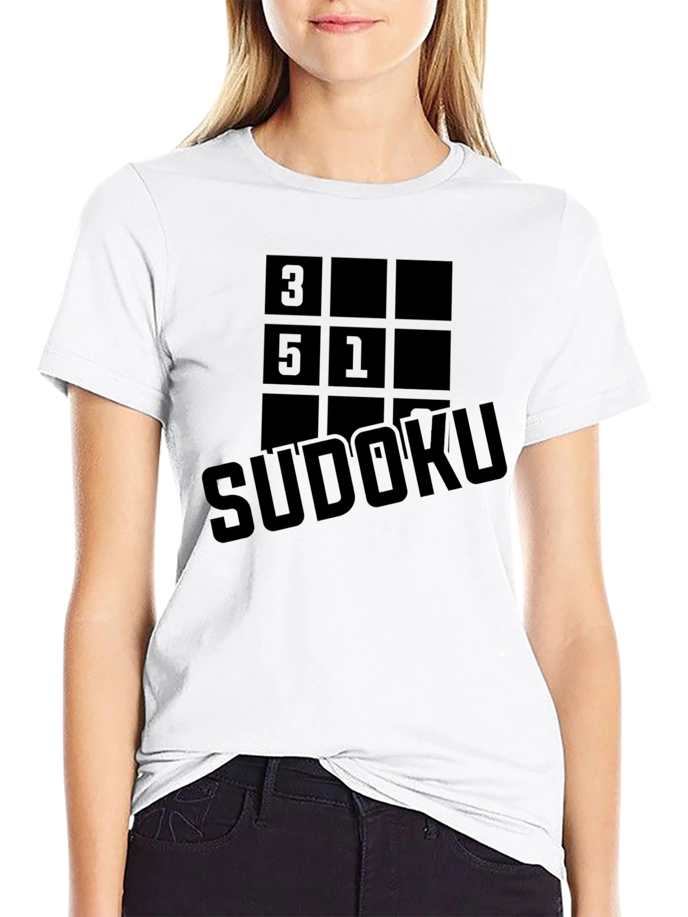 Sudoku Puzzle Graphic T-Shirt - Mens Black Casual Tee