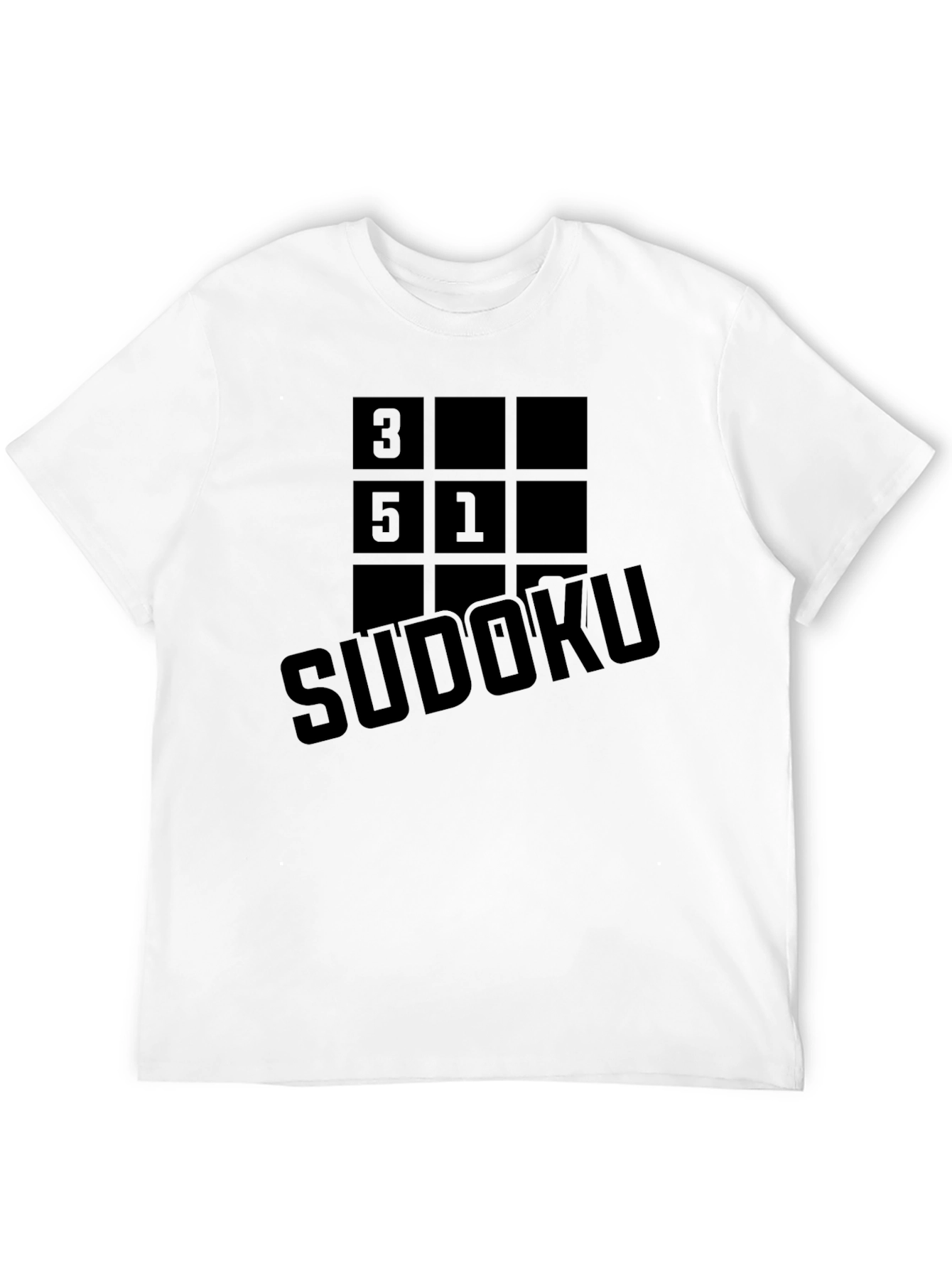 Sudoku Puzzle Graphic T-Shirt - Mens Black Casual Tee