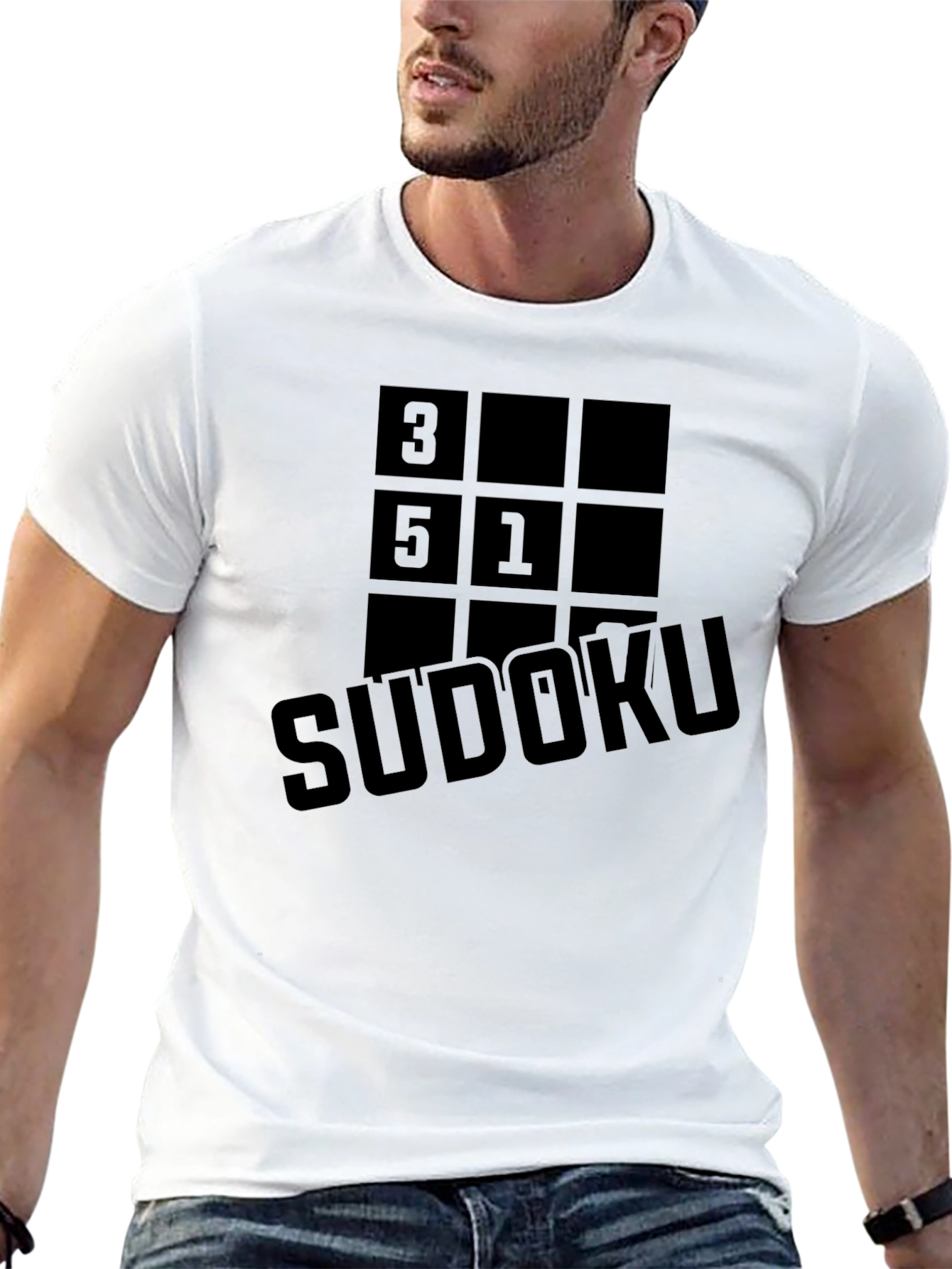 Sudoku Puzzle Graphic T-Shirt - Mens Black Casual Tee