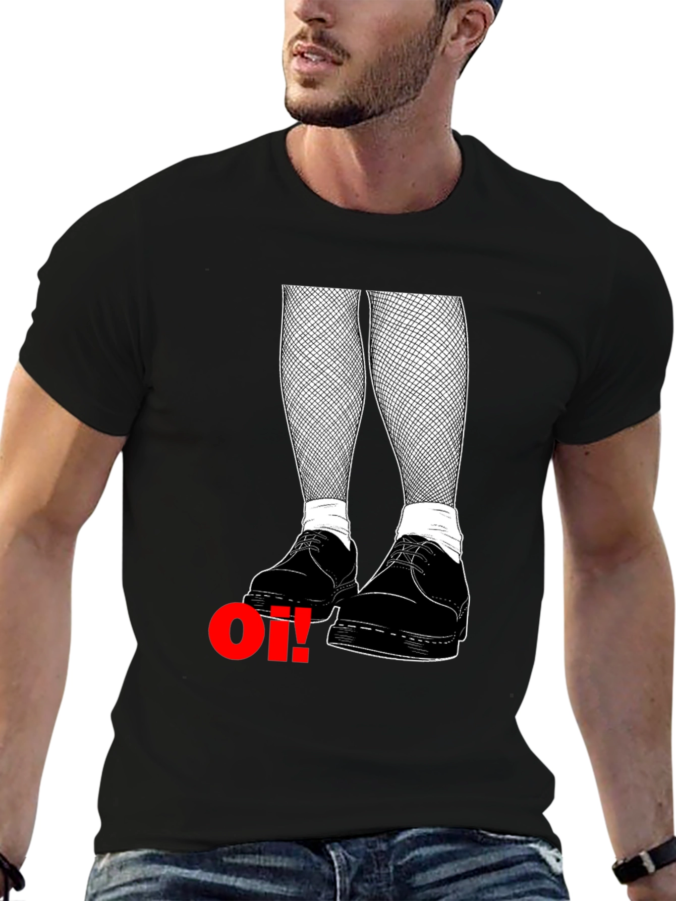 Oi! T-Shirt: Skinhead Style with Fishnet & Boots