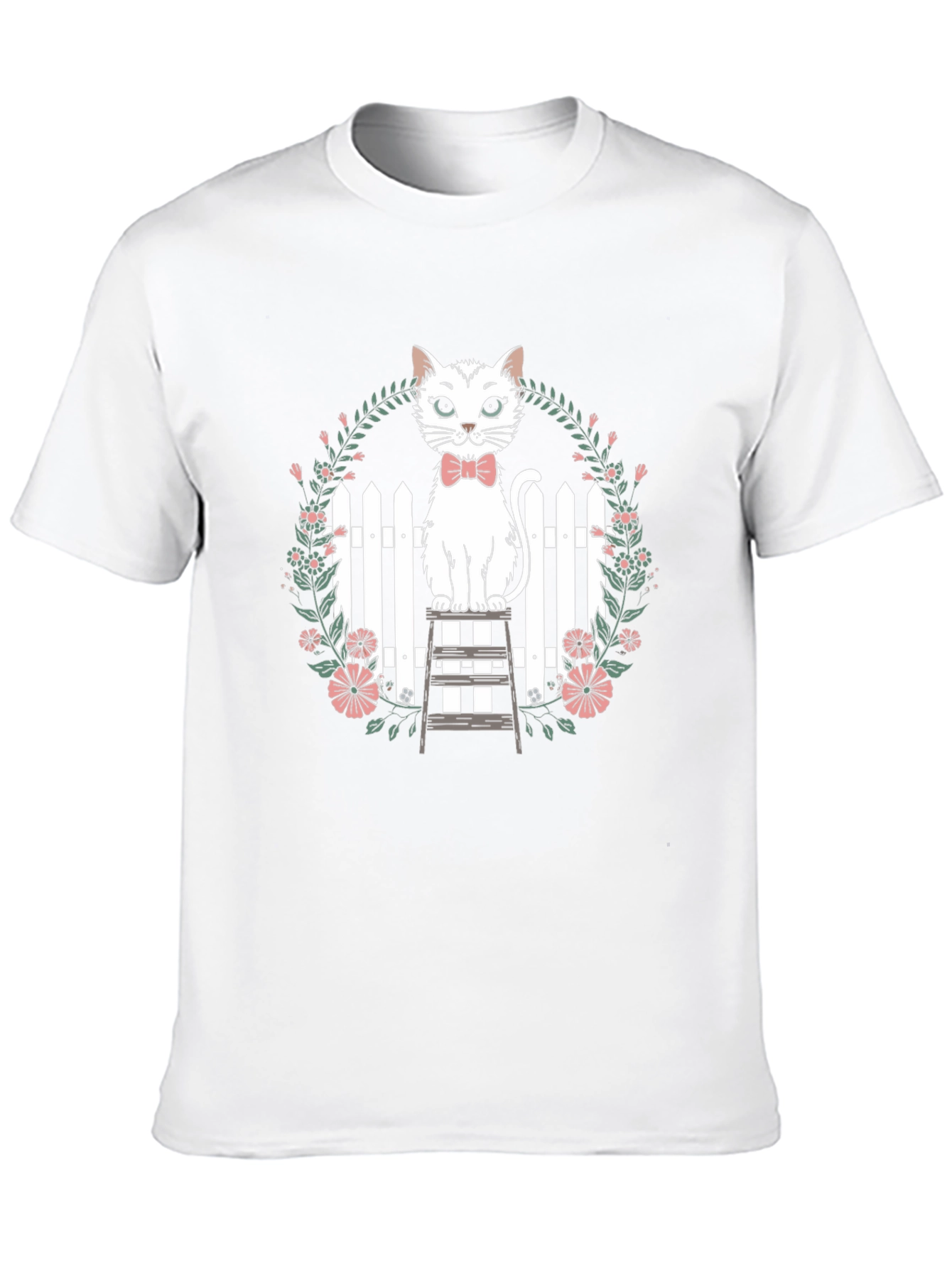 Cat Bowtie Floral Tee - Whimsical Comfort