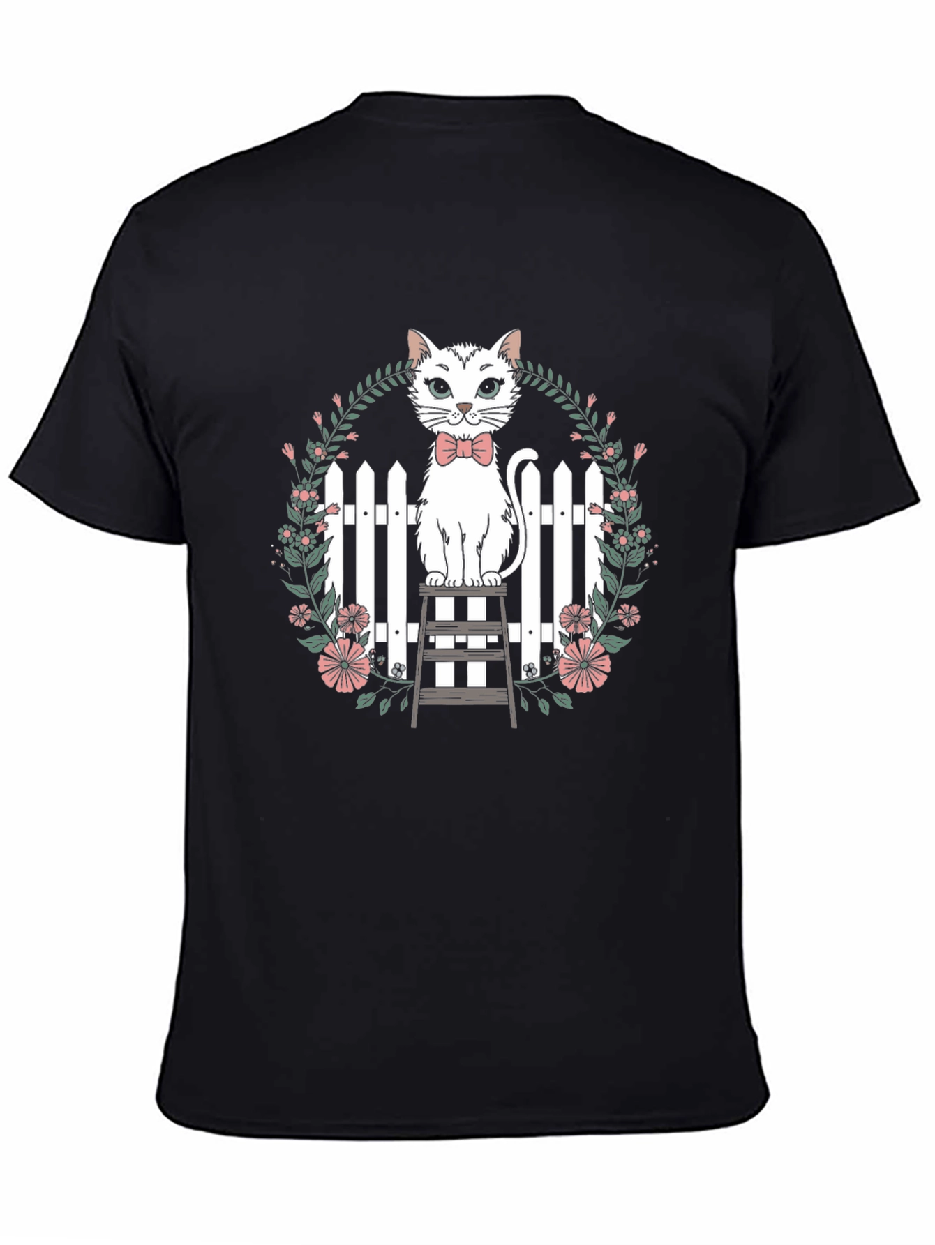 Cat Bowtie Floral Tee - Whimsical Comfort