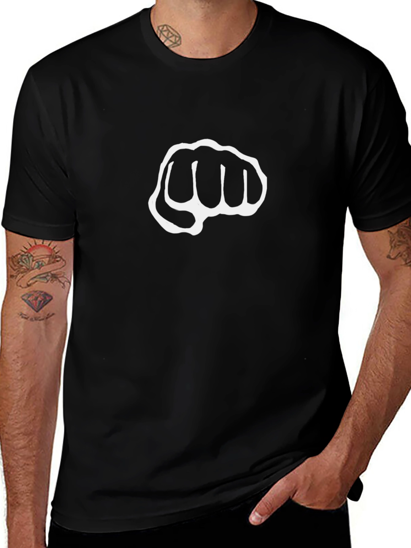 Fist Bump Graphic T-Shirt - Black Casual Tee