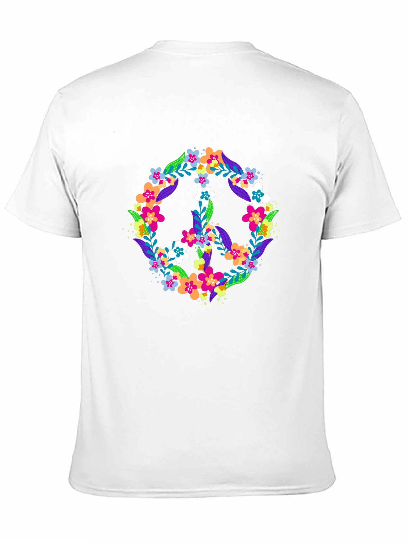 Floral Peace Sign Black T-Shirt