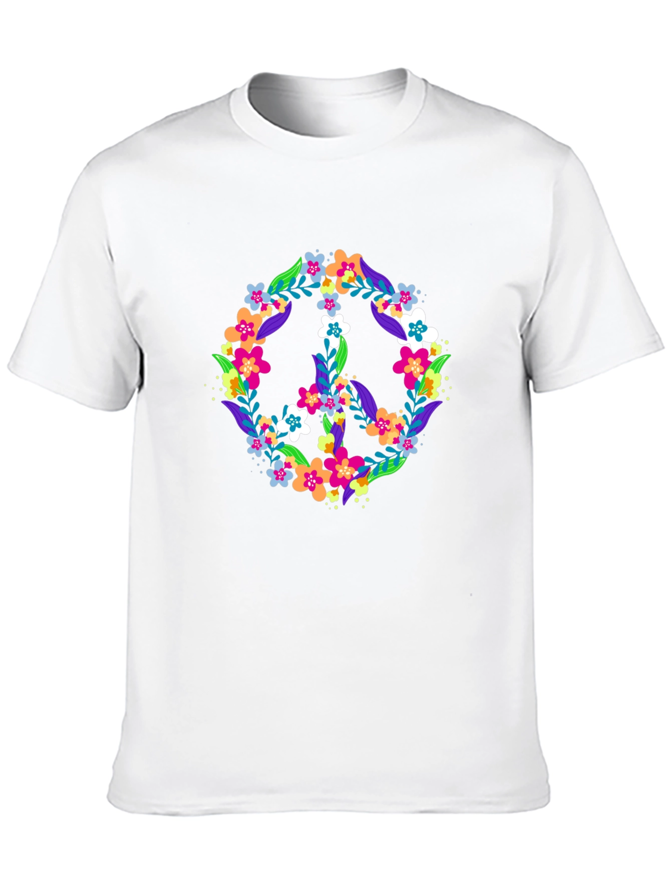 Floral Peace Sign Black T-Shirt