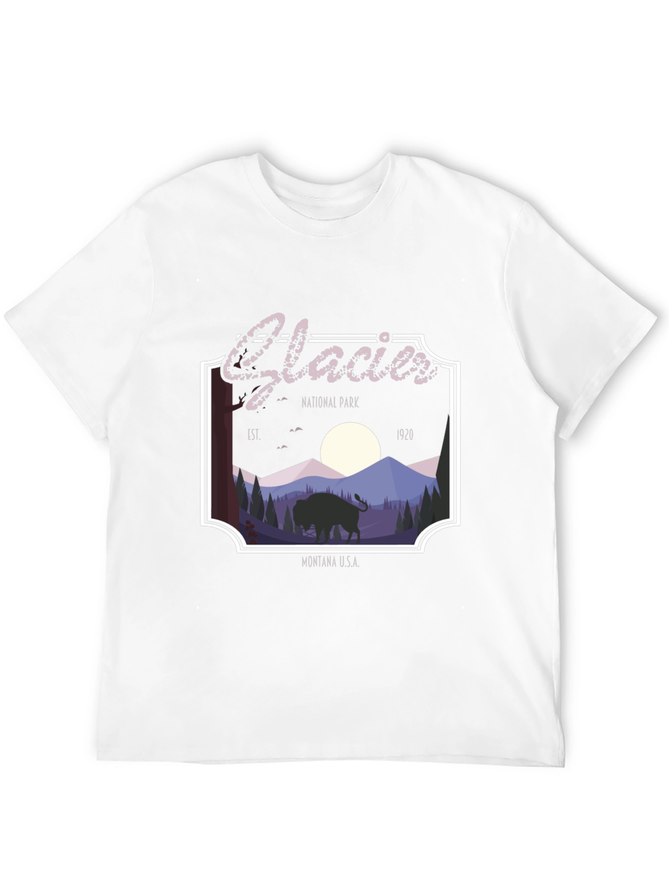 Glacier National Park Black Graphic T-Shirt