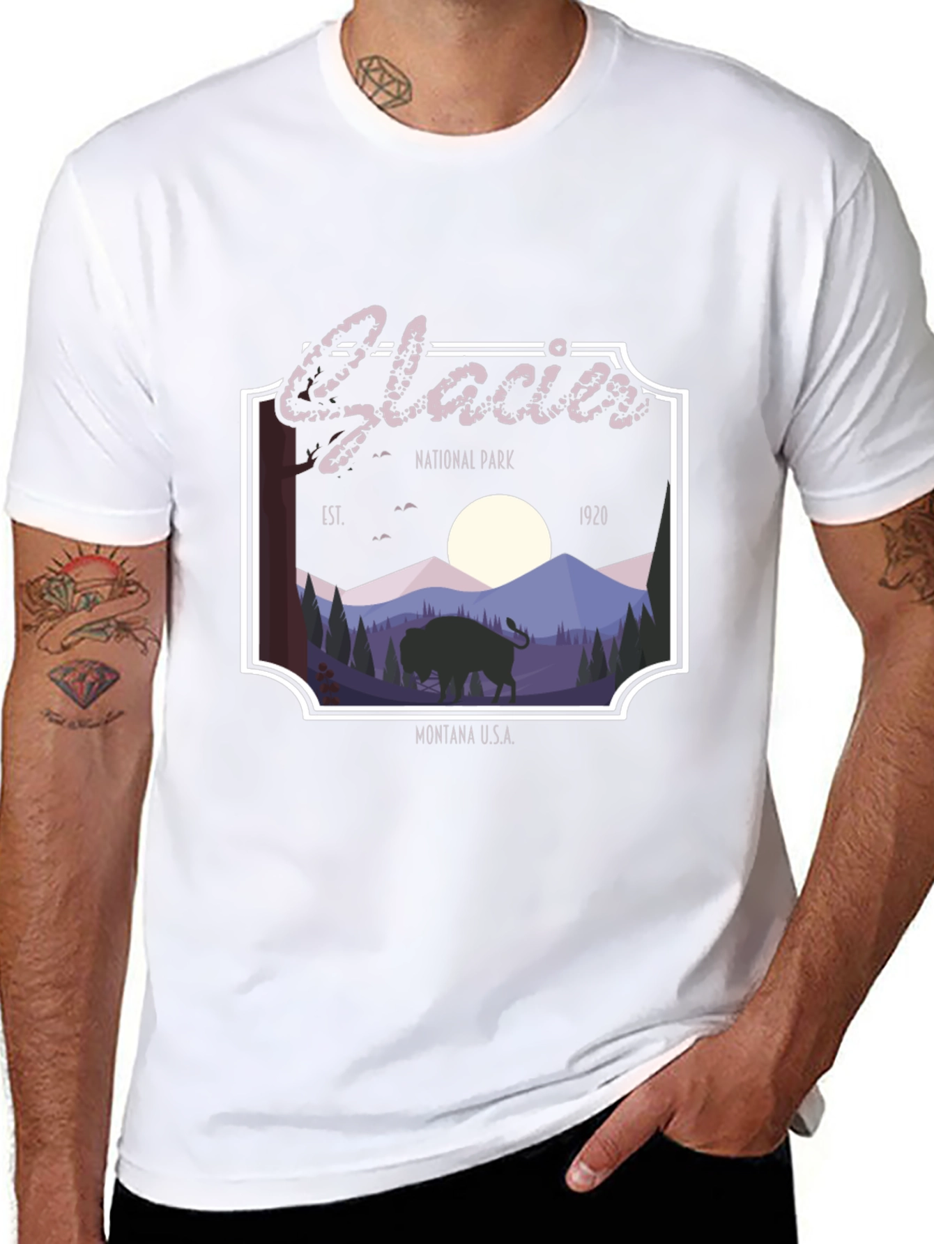 Glacier National Park Black Graphic T-Shirt