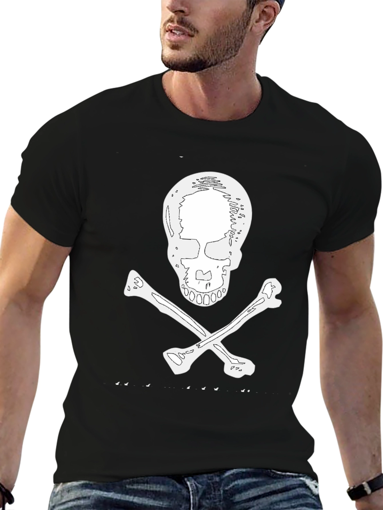 Skull & Crossbones Graphic Tee - Black