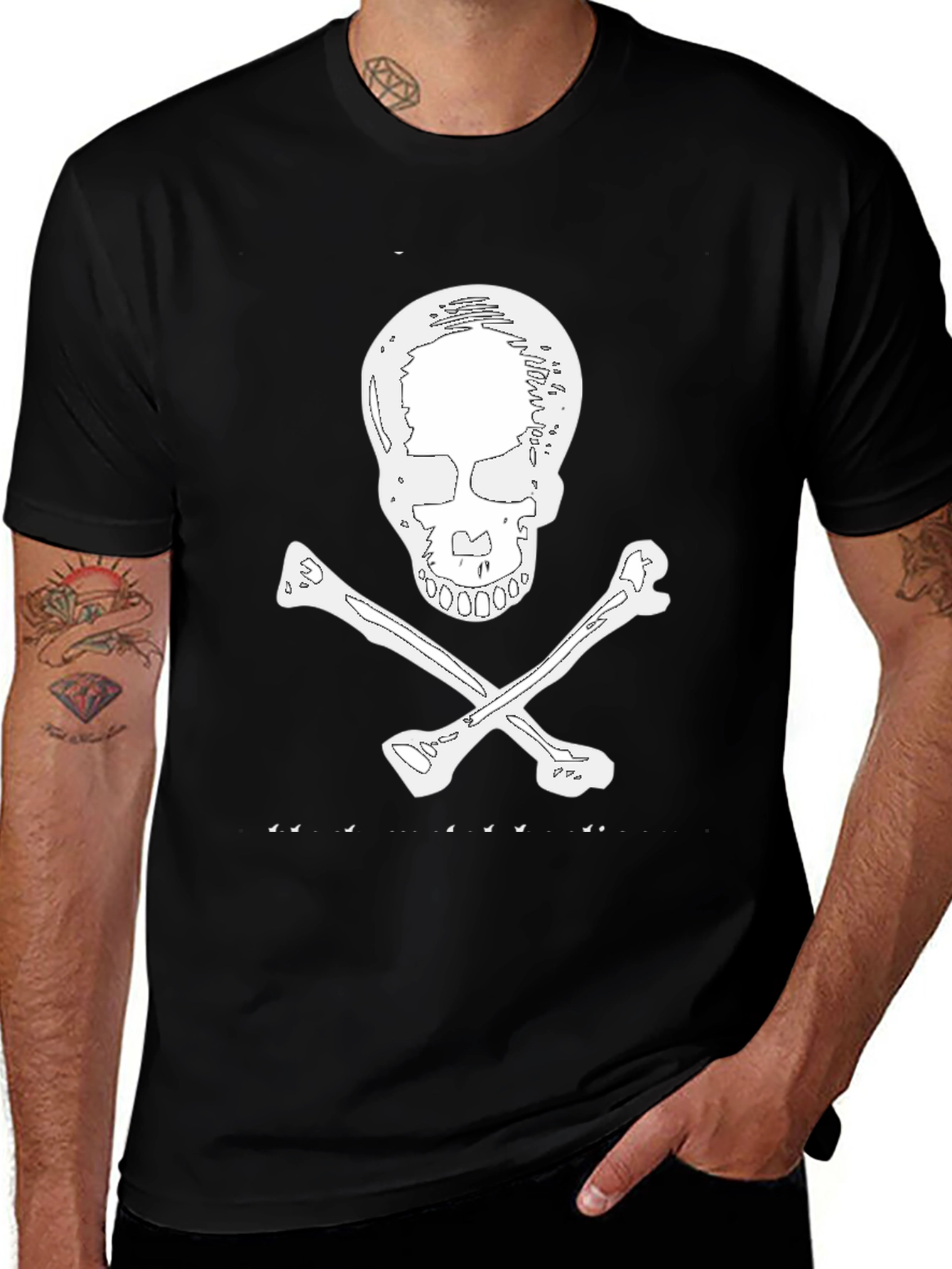 Skull & Crossbones Graphic Tee - Black