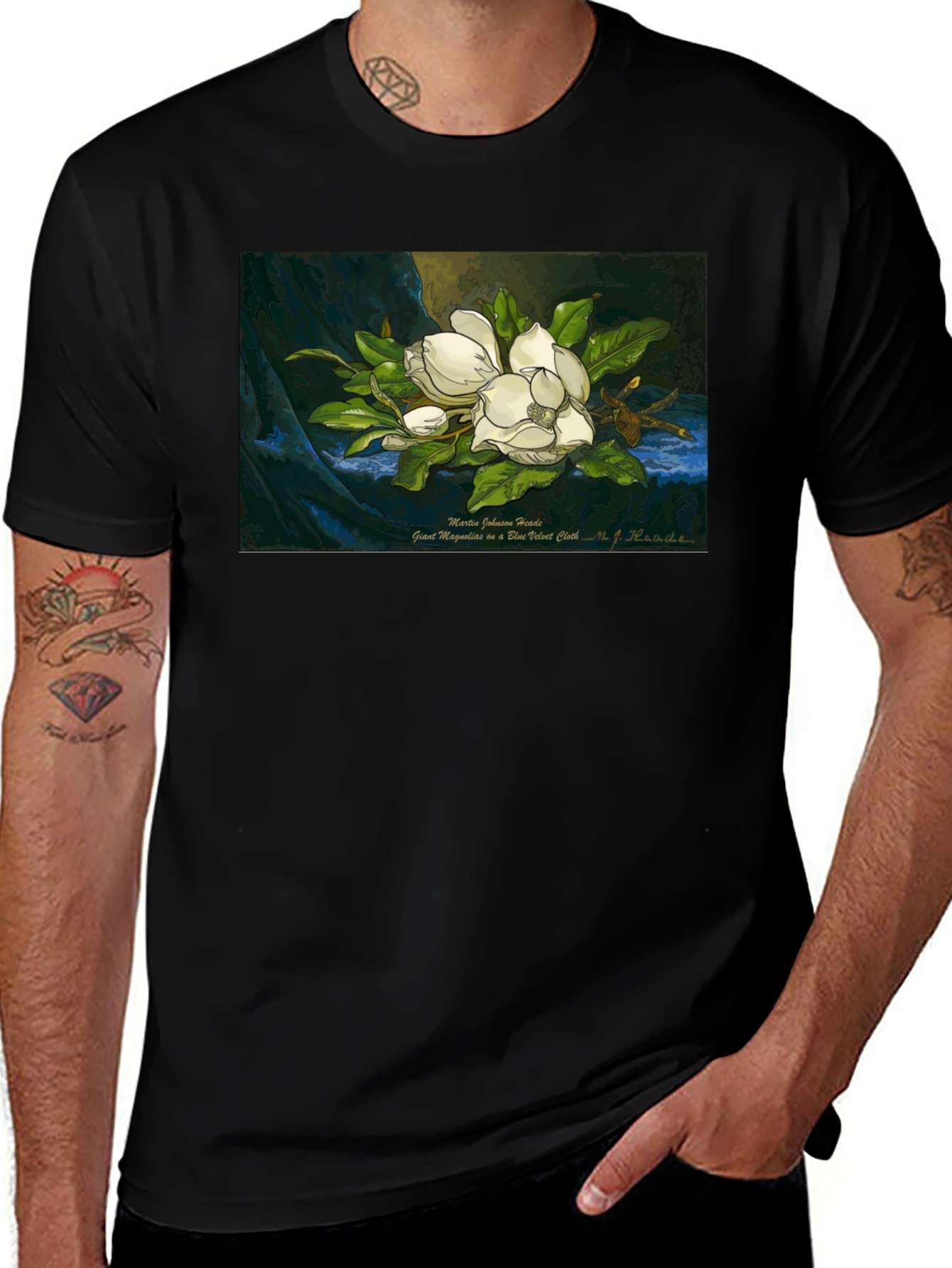 Magnolia Art Print T-Shirt - Elegant Floral Design