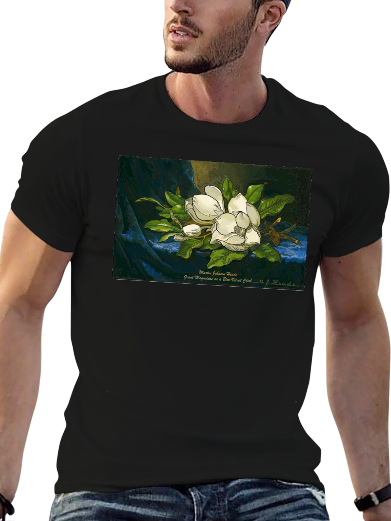 Magnolia Art Print T-Shirt - Elegant Floral Design