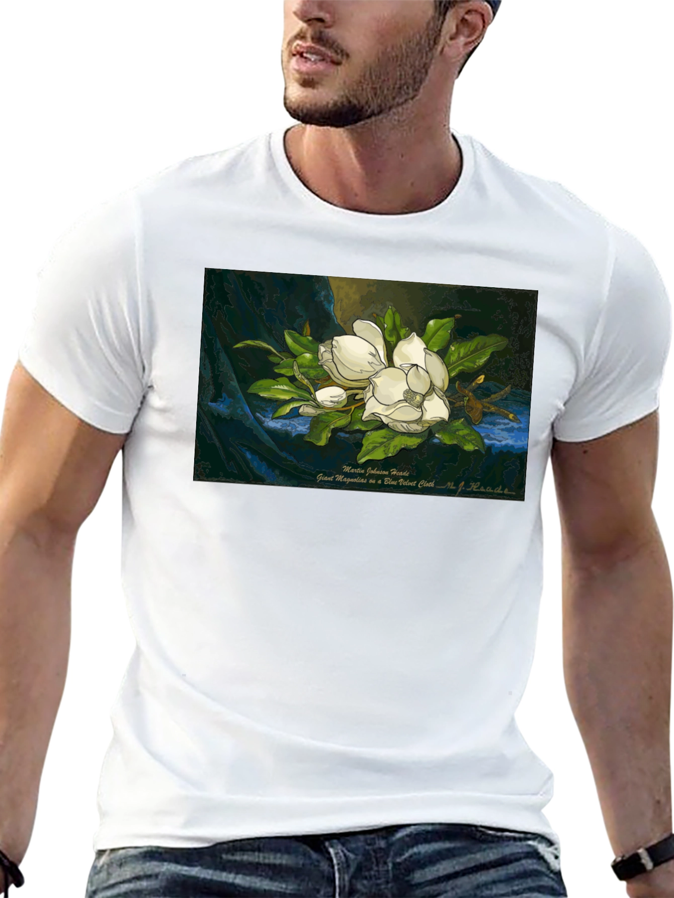 Magnolia Art Print T-Shirt - Elegant Floral Design