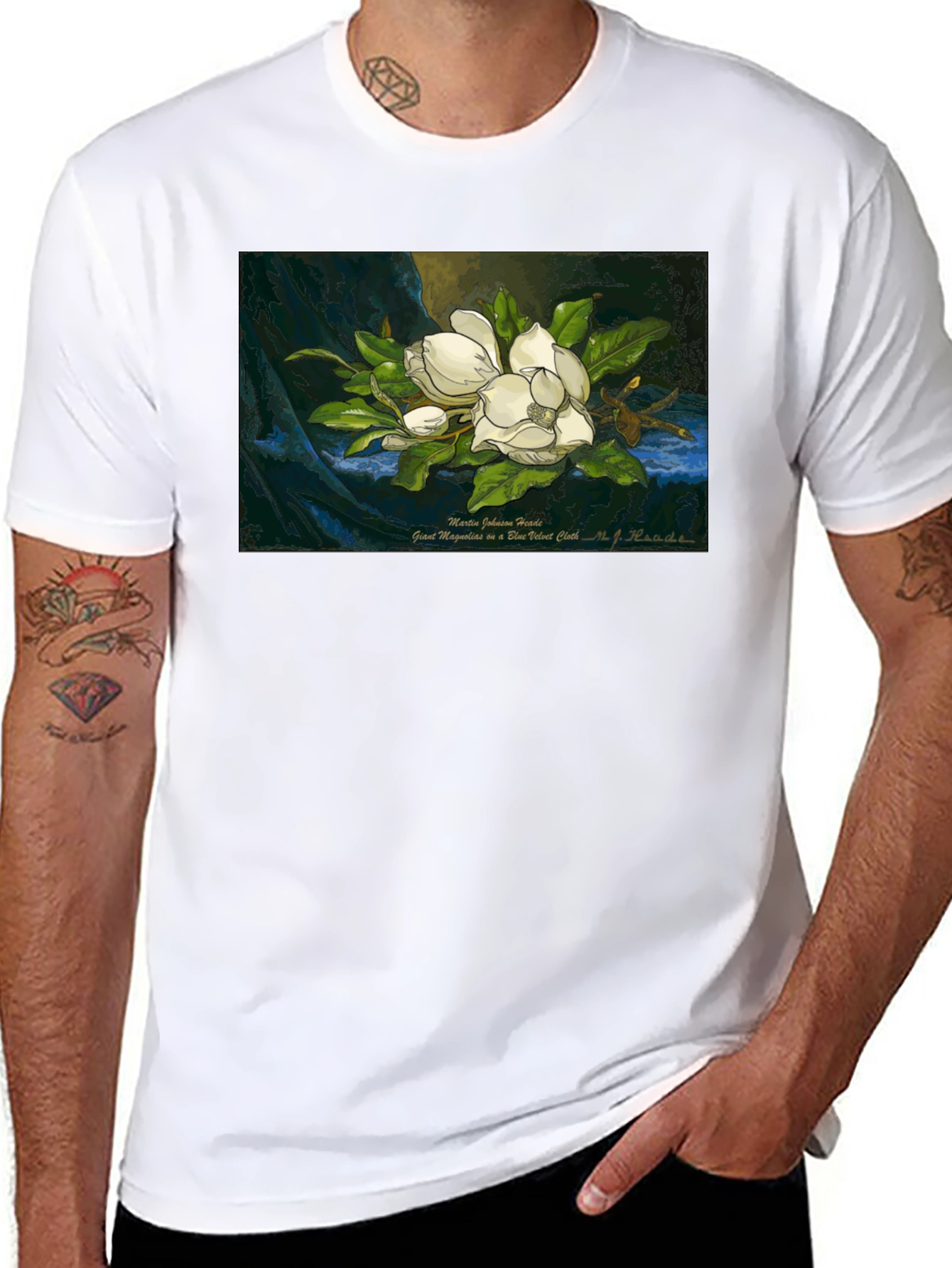 Magnolia Art Print T-Shirt - Elegant Floral Design