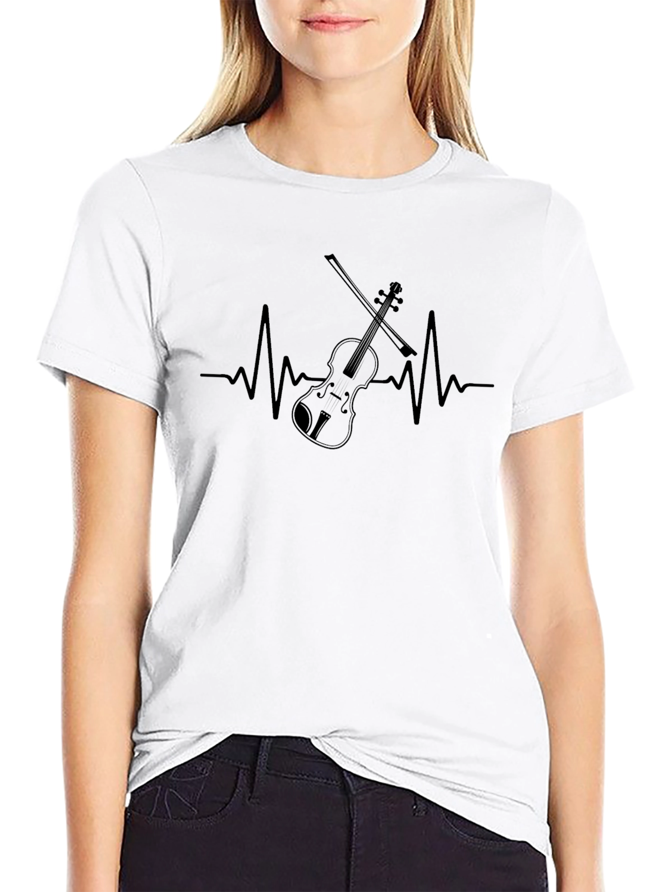 Violin Heartbeat Graphic Tee - Music Lover T-Shirt