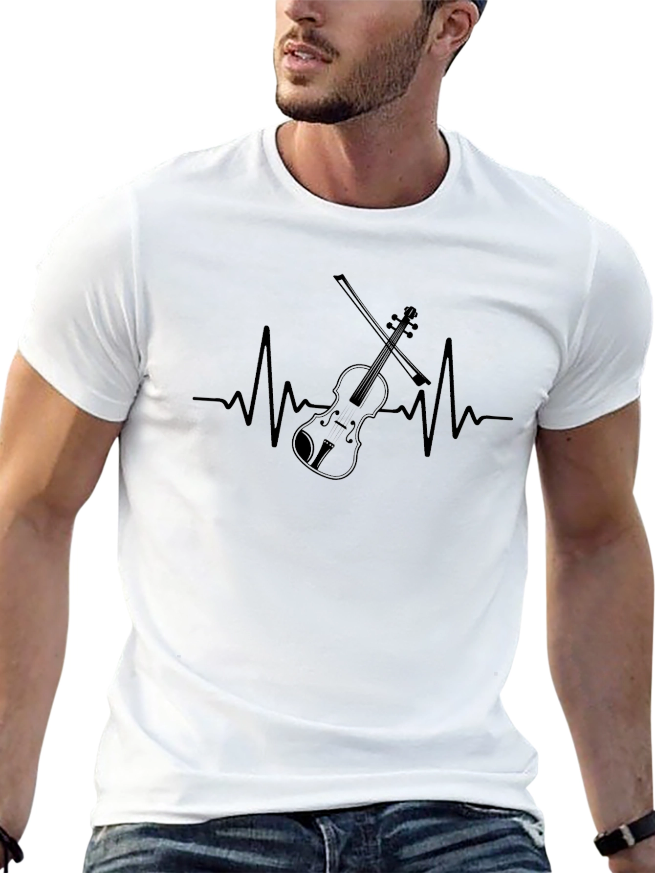 Violin Heartbeat Graphic Tee - Music Lover T-Shirt
