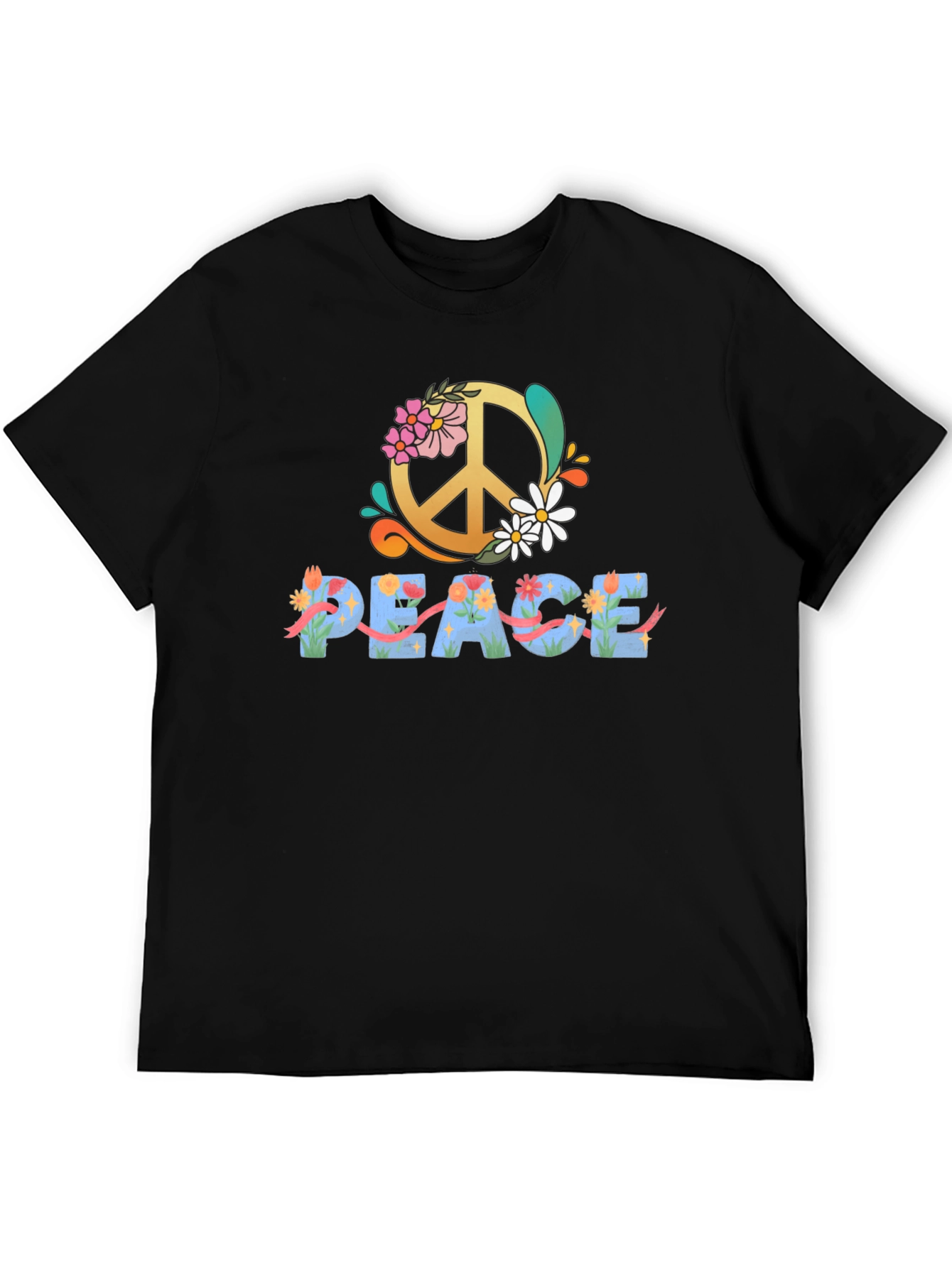 Floral Peace Sign Graphic T-Shirt
