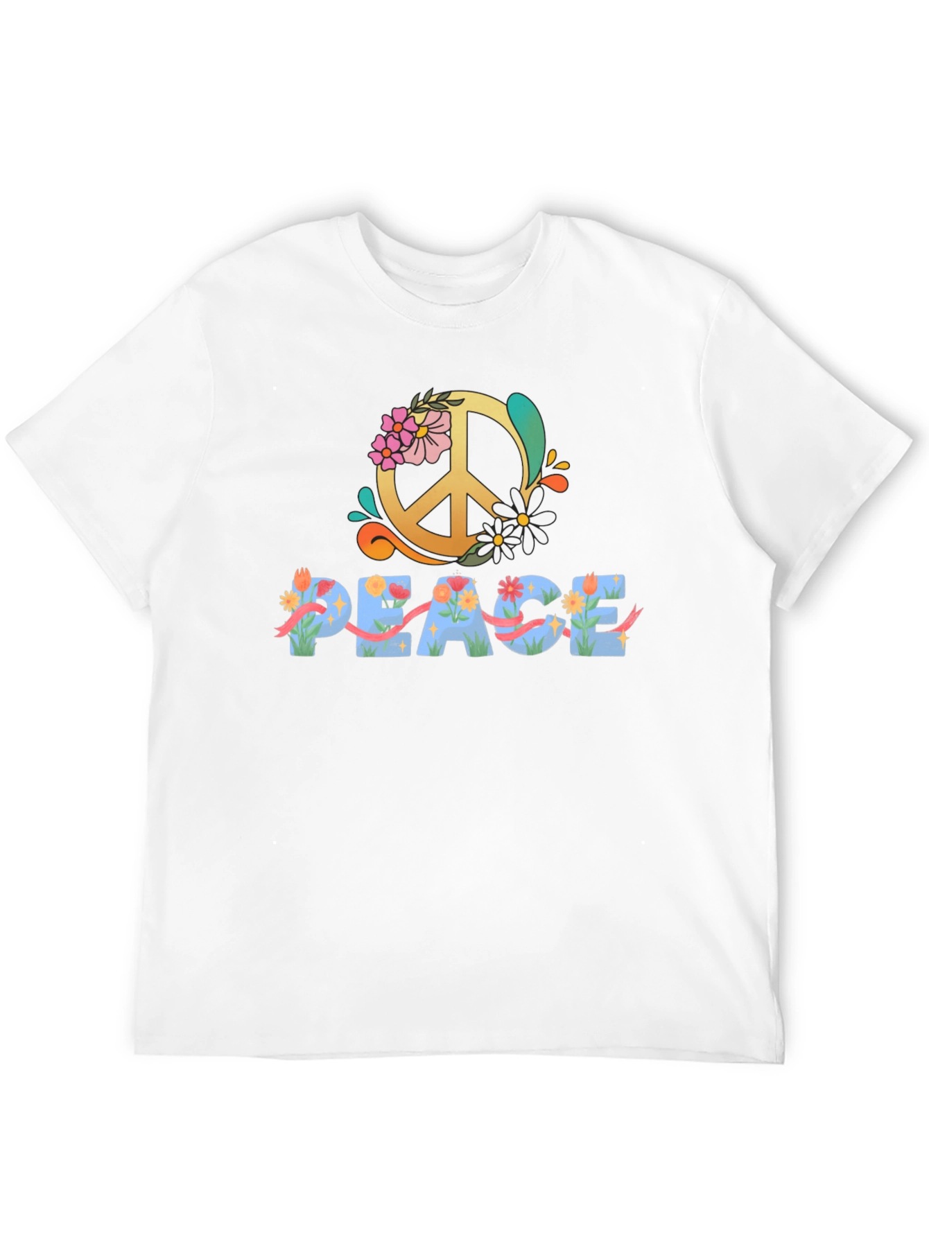 Floral Peace Sign Graphic T-Shirt