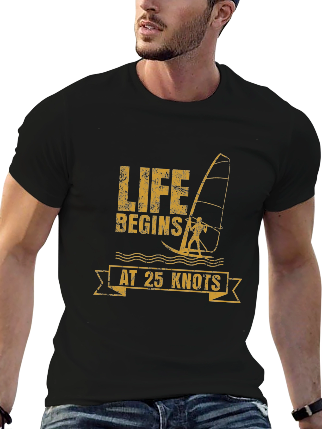 Life Begins at 25 Knots Black T-Shirt