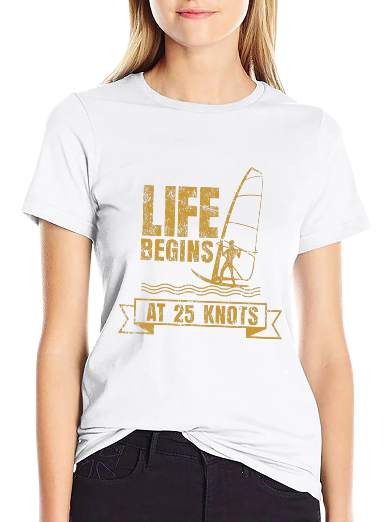 Life Begins at 25 Knots Black T-Shirt