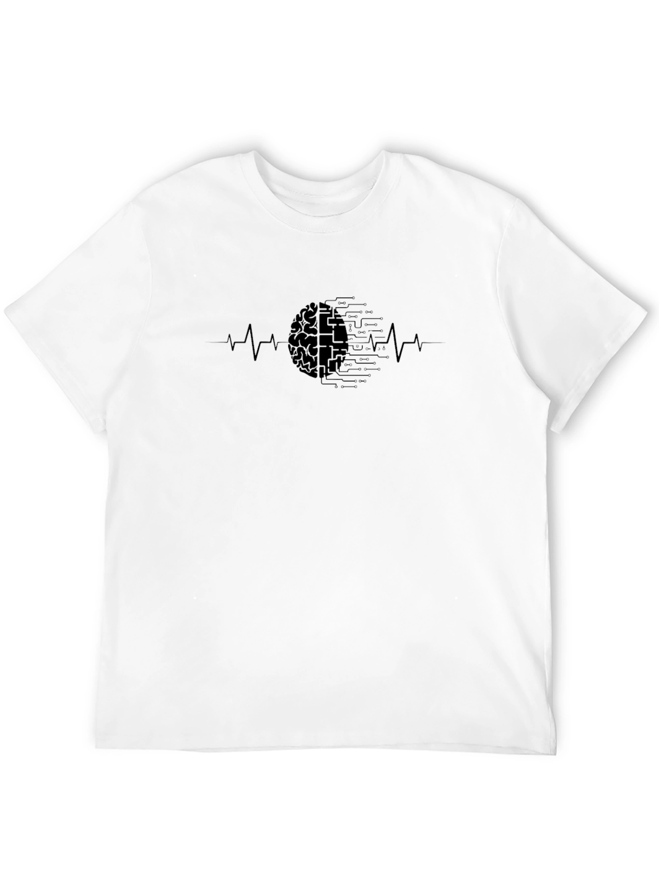 Brain Circuit Heartbeat Graphic Tee - Black