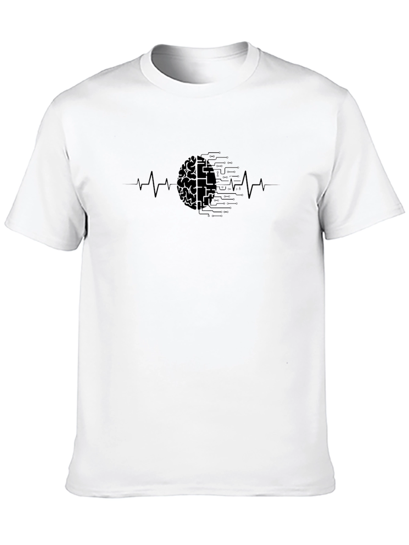 Brain Circuit Heartbeat Graphic Tee - Black