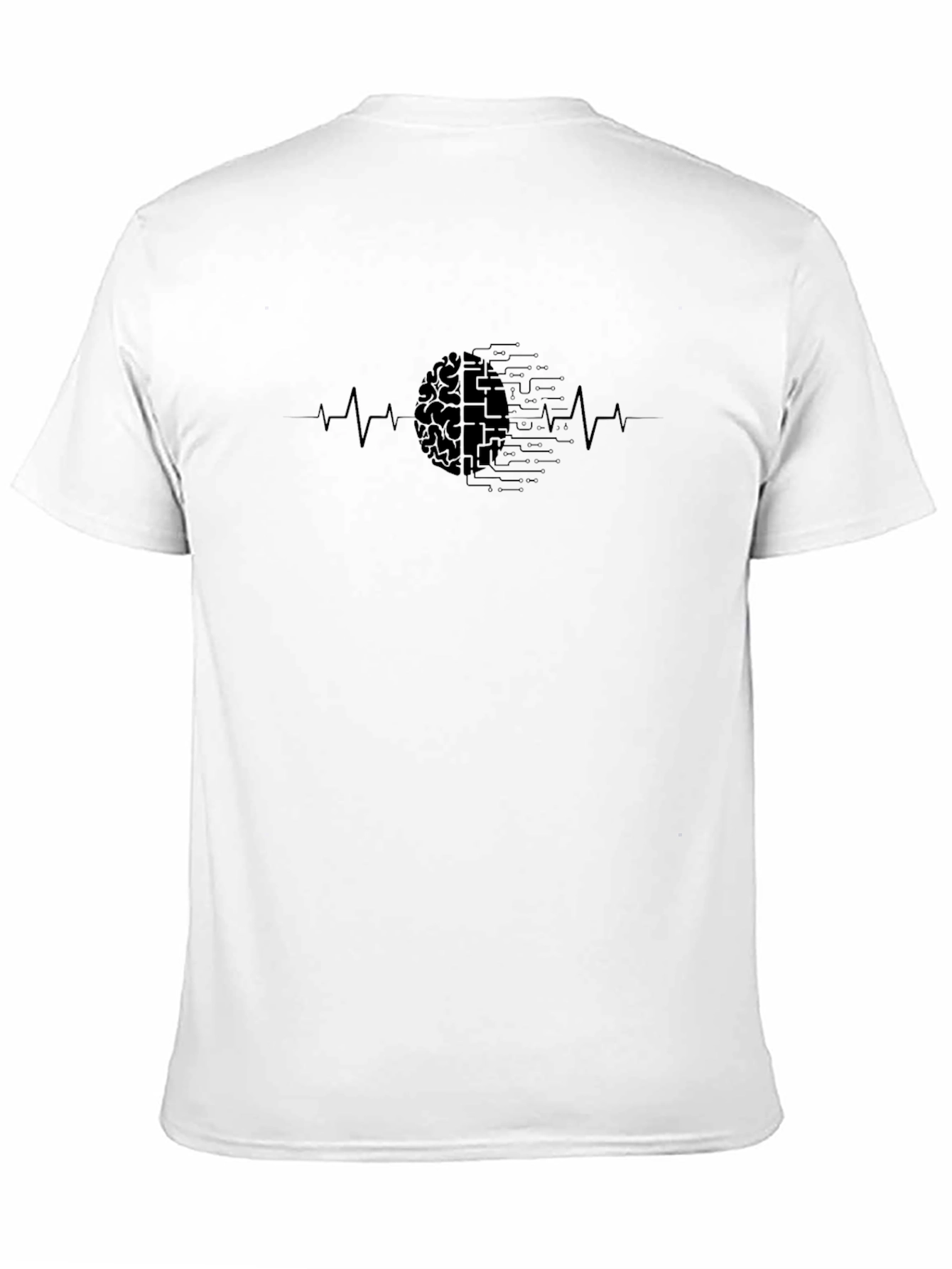 Brain Circuit Heartbeat Graphic Tee - Black