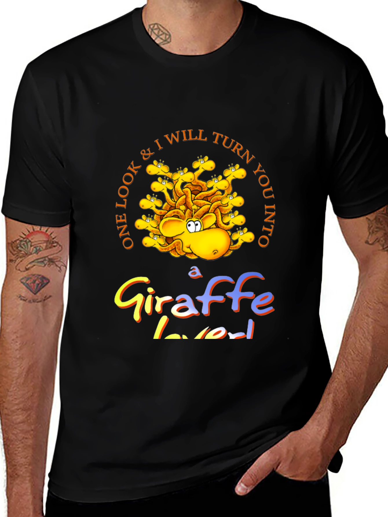 Giraffe Lover Black Graphic Tee