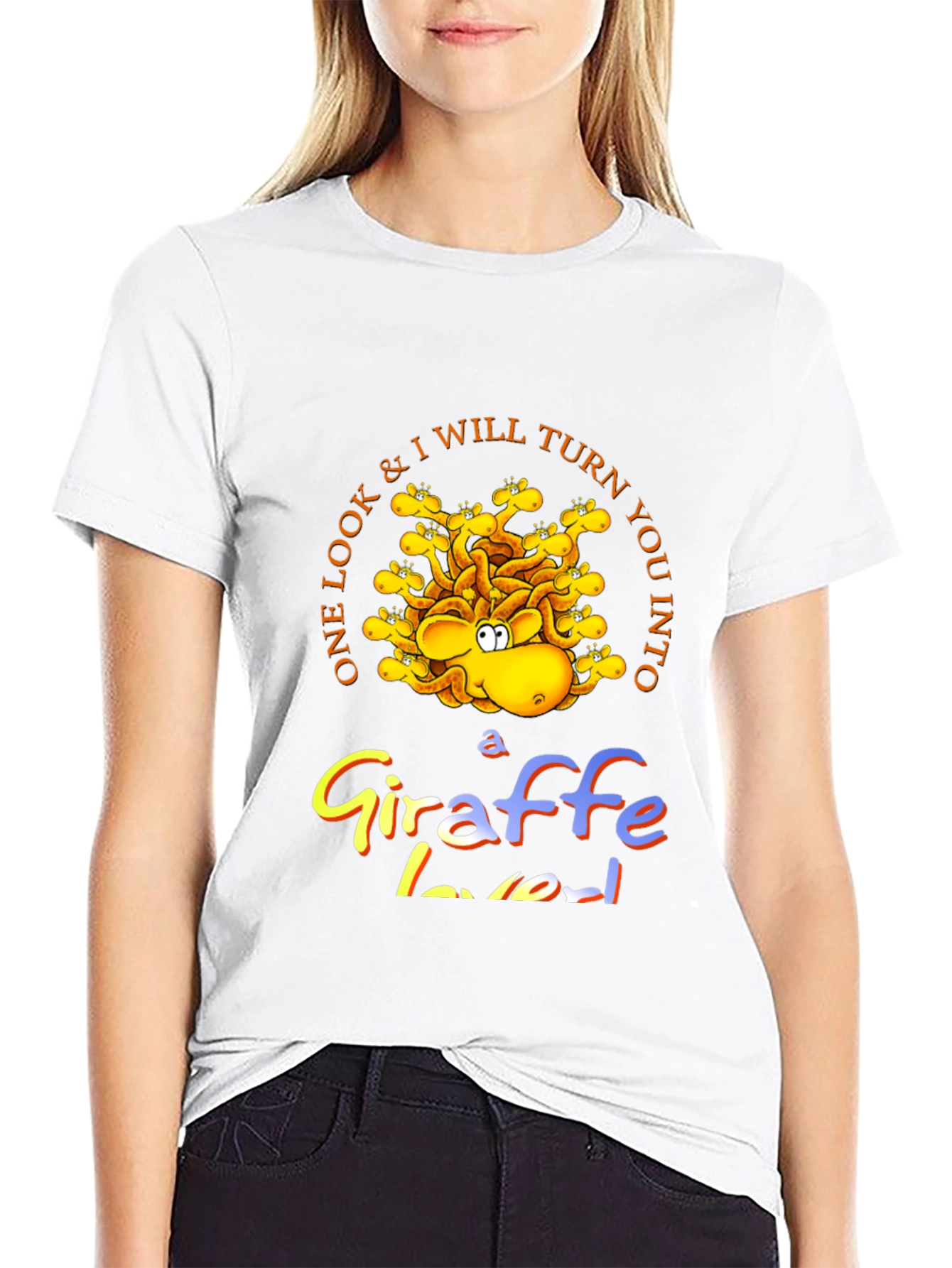 Giraffe Lover Black Graphic Tee