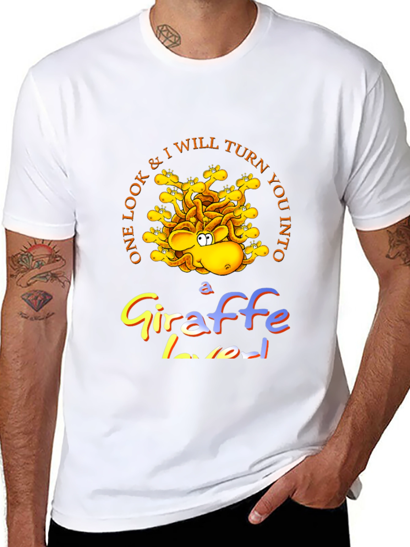 Giraffe Lover Black Graphic Tee