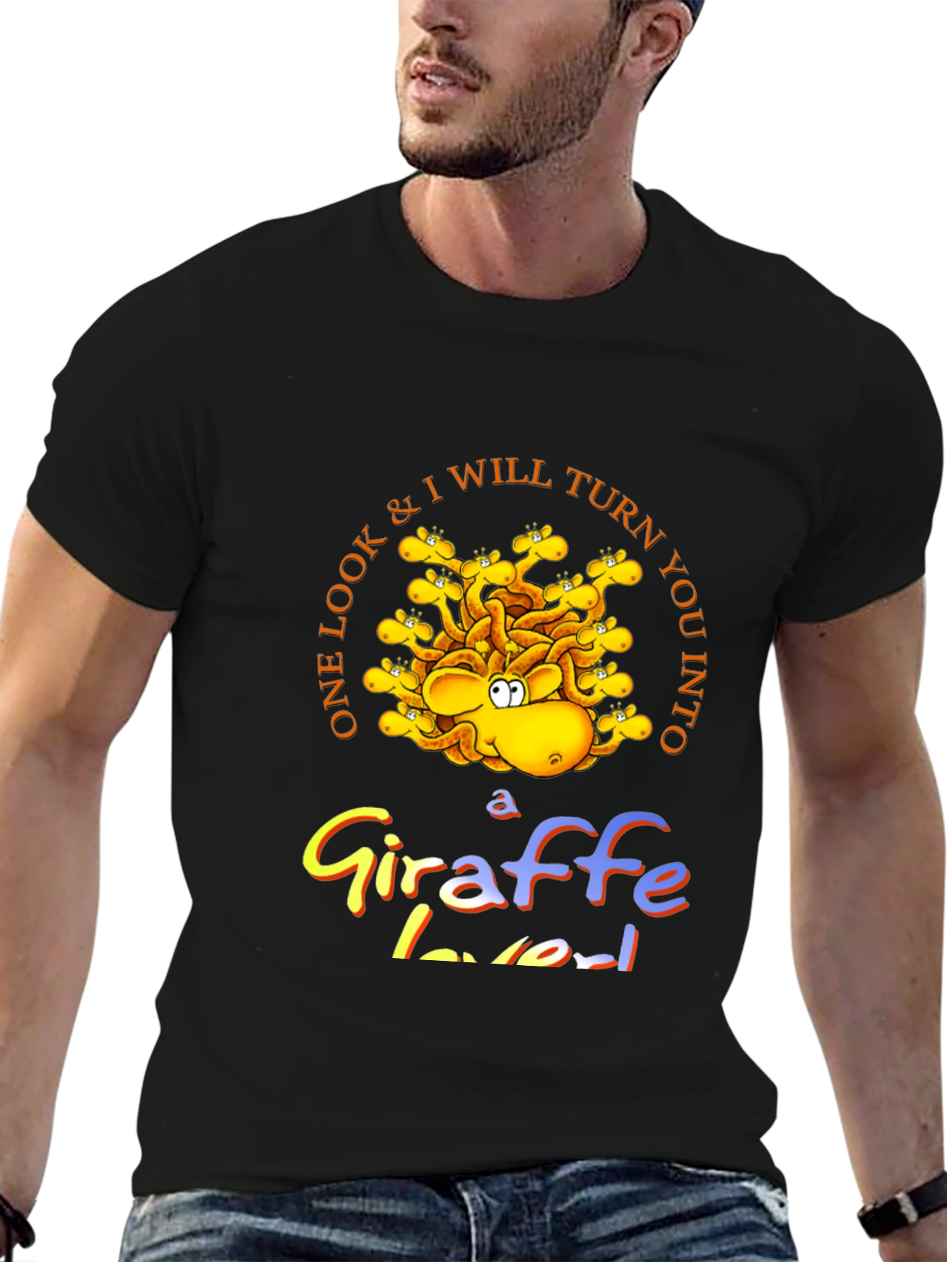 Giraffe Lover Black Graphic Tee