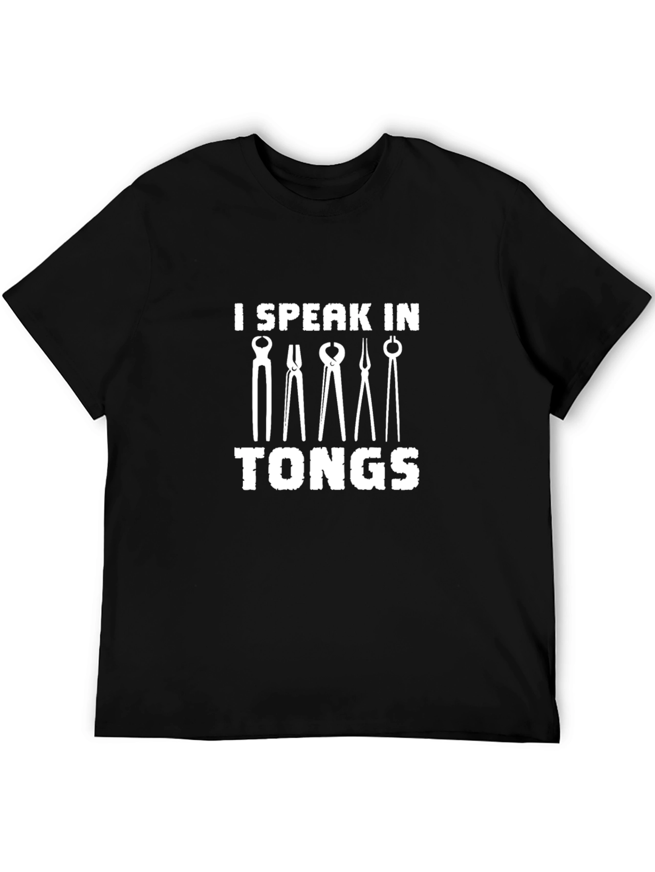 I Speak In Tongs Black Graphic T-Shirt