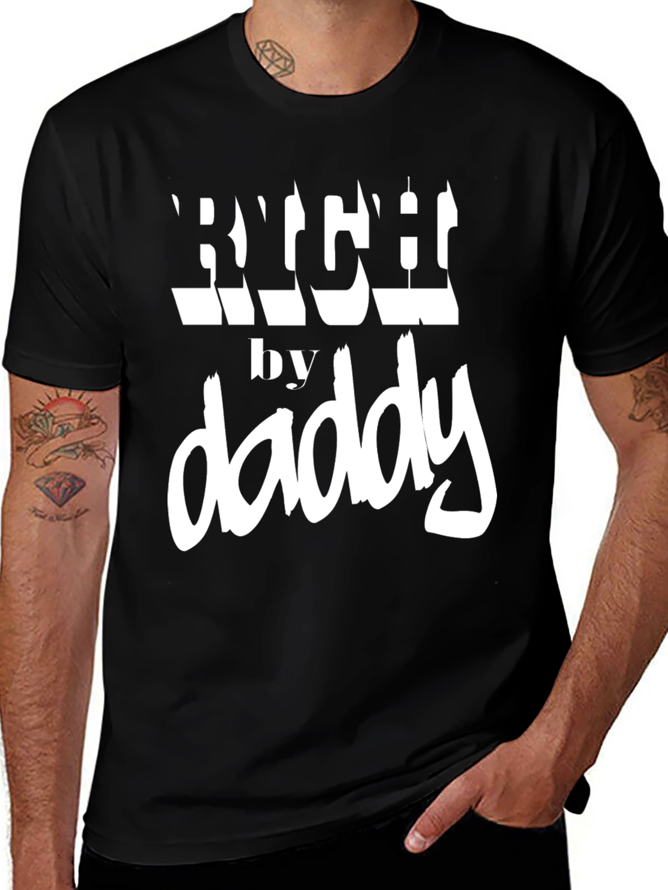Rich By Daddy Graphic Tee Black Cotton