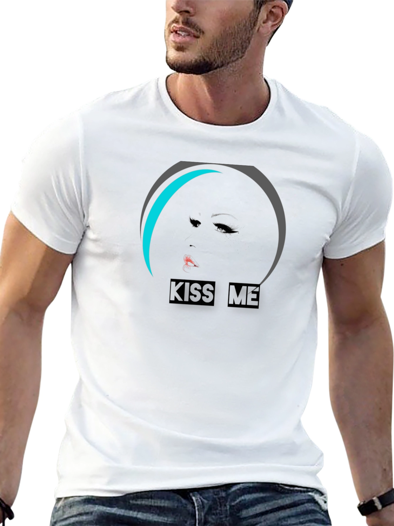 Kiss Me Graphic Tee - Stylish Black Cotton T-Shirt