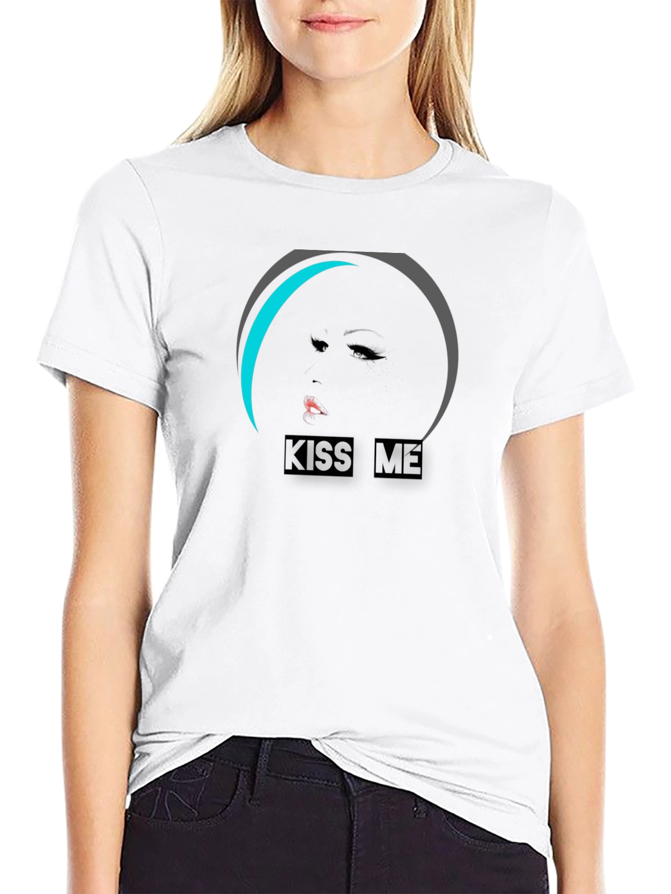 Kiss Me Graphic Tee - Stylish Black Cotton T-Shirt
